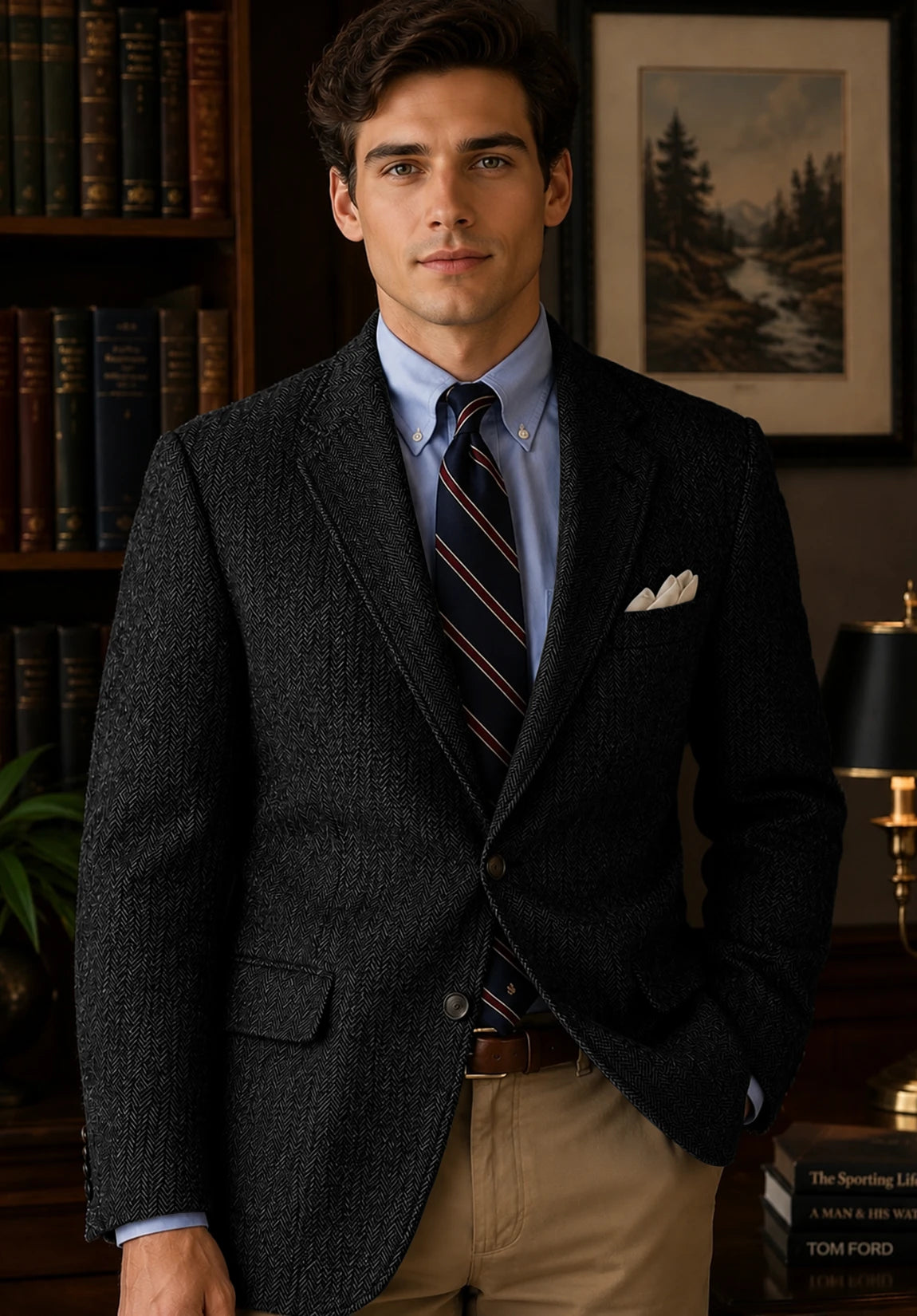 Men's black herringbone jacket