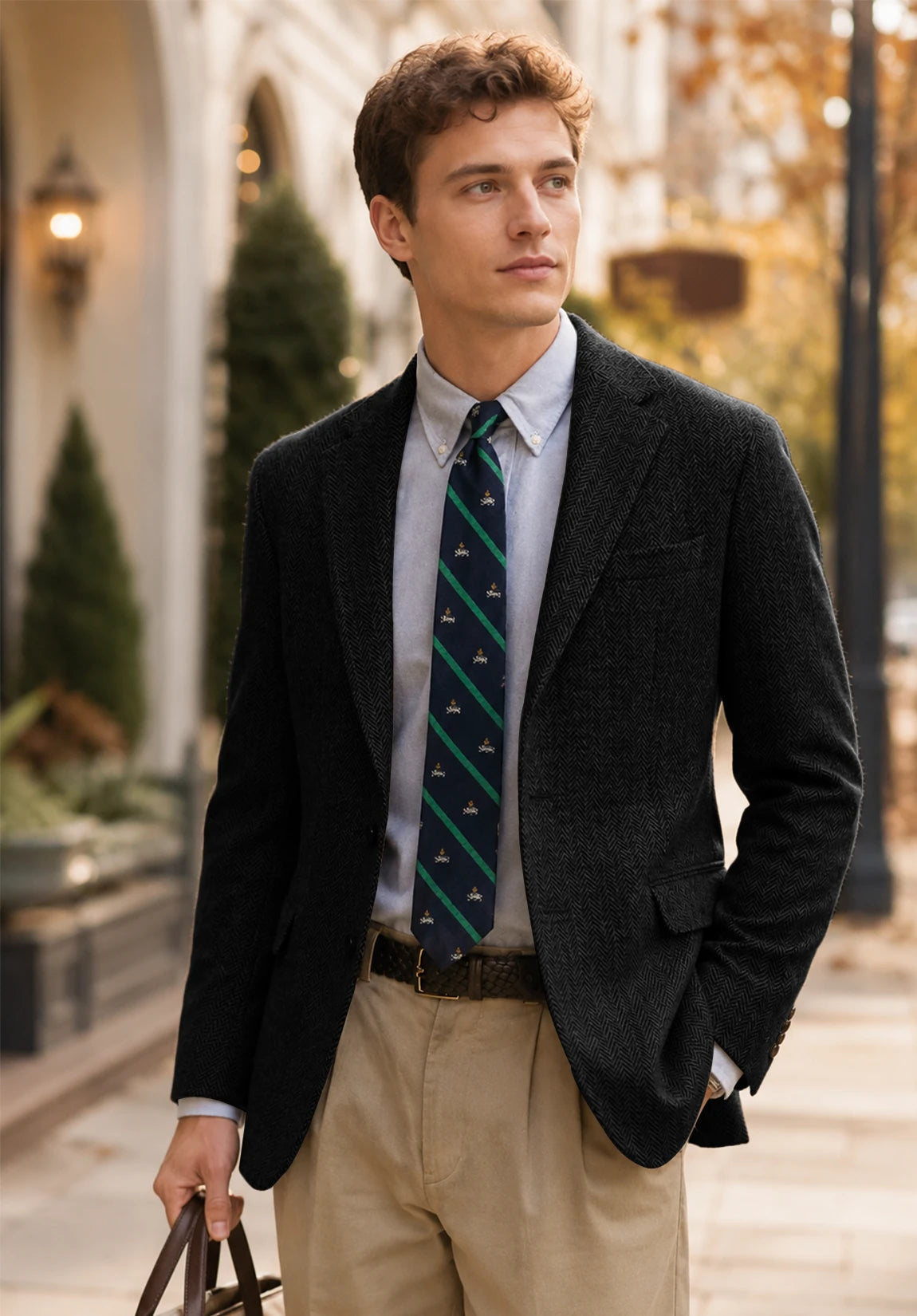 Men's black herringbone jacket
