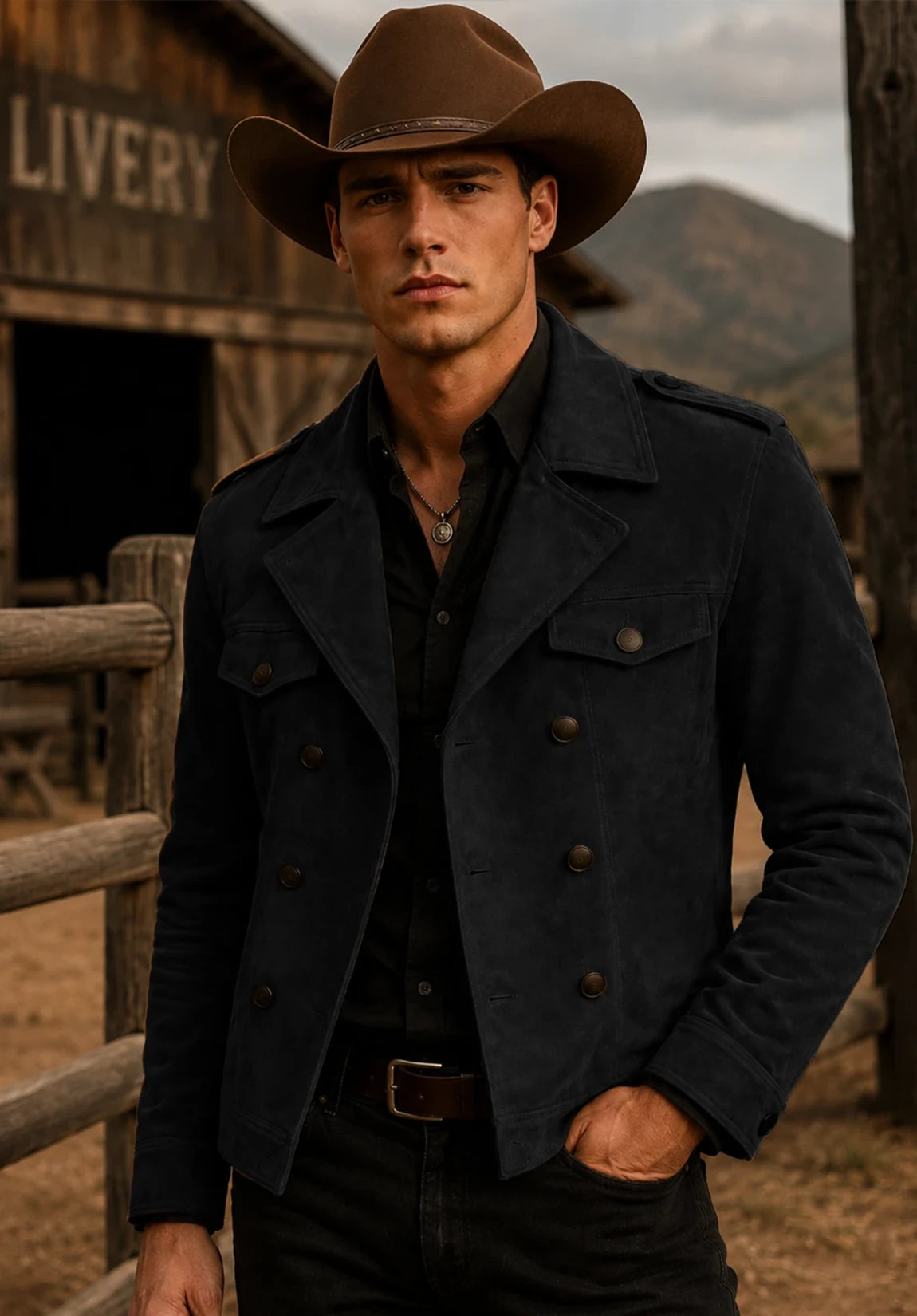 Men's black suede jacket
