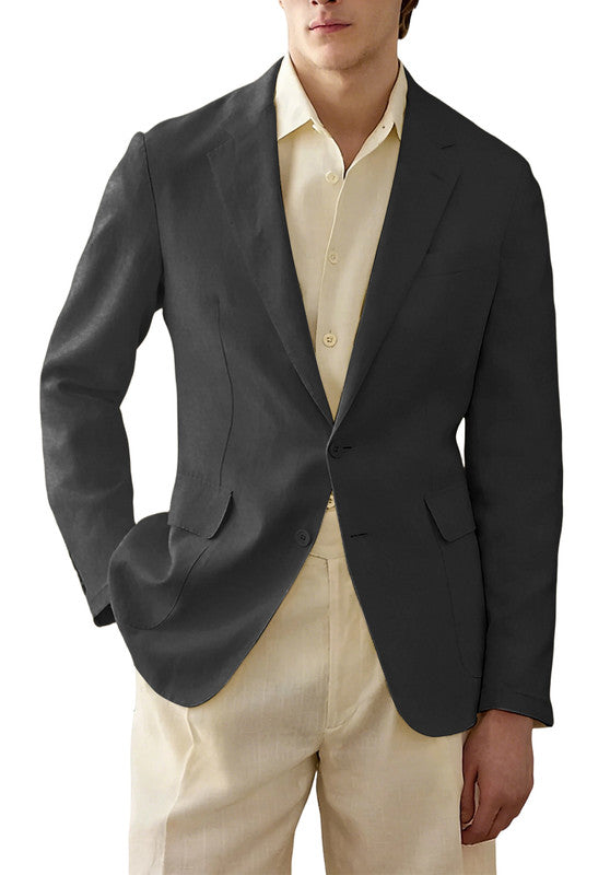 Men's Black Linen Blazer Jacket