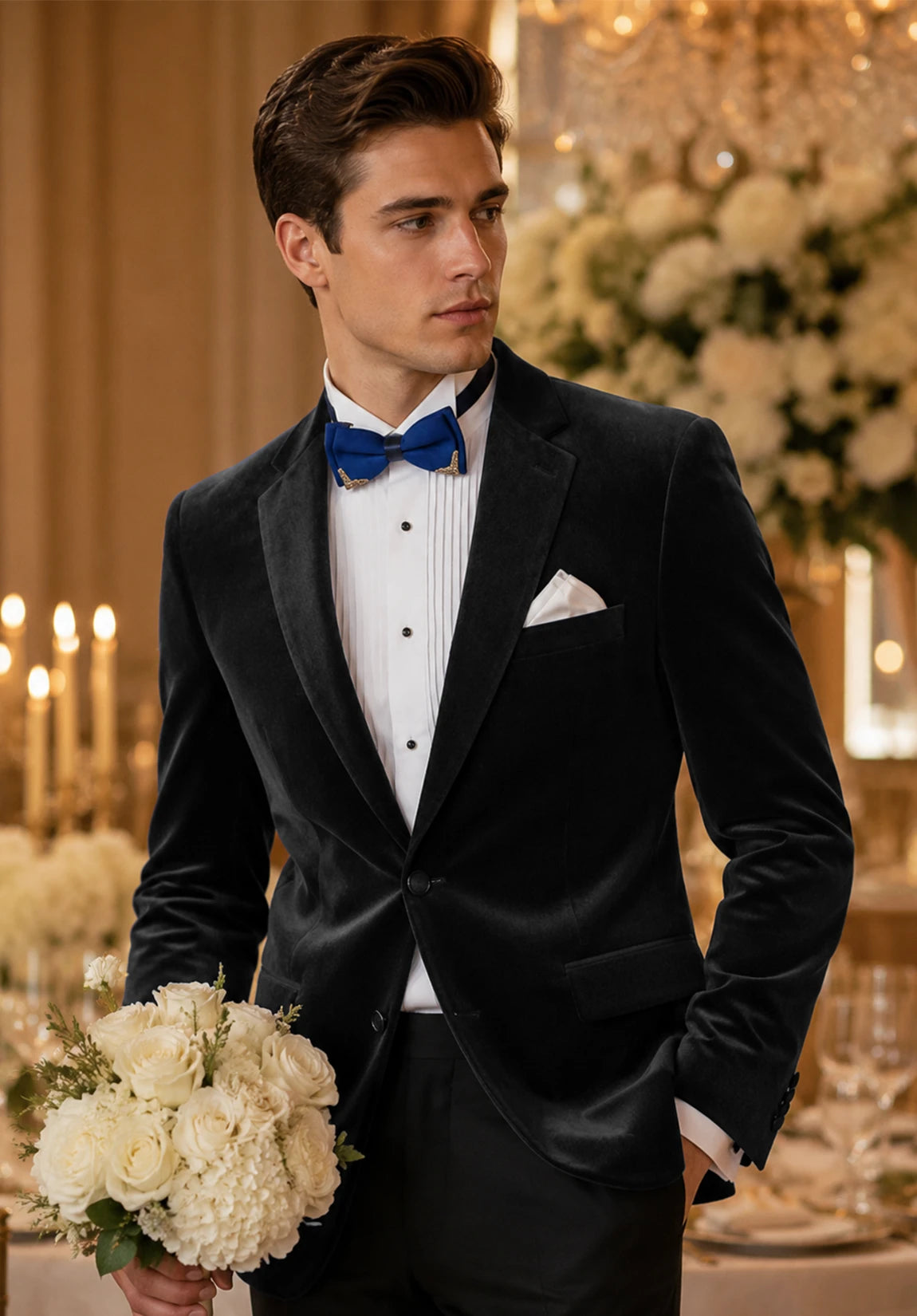Men's black velvet jacket