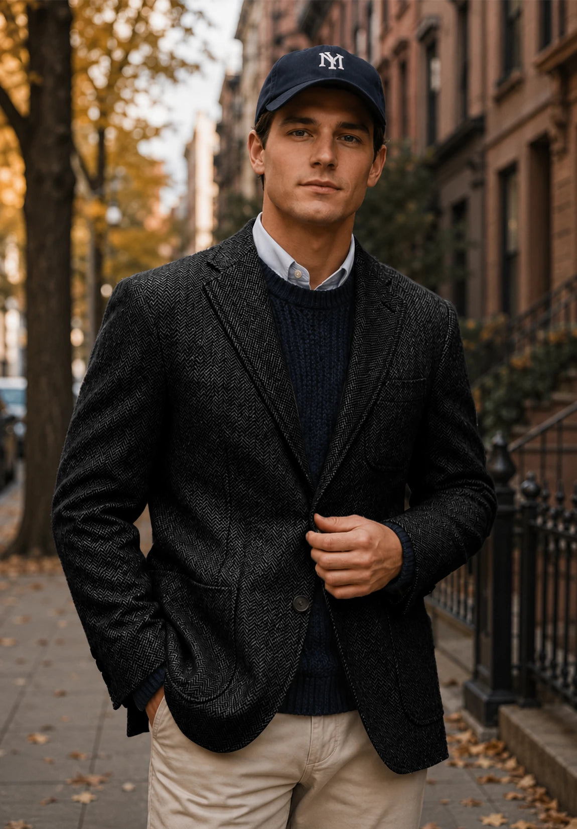 Men's black herringbone jacket