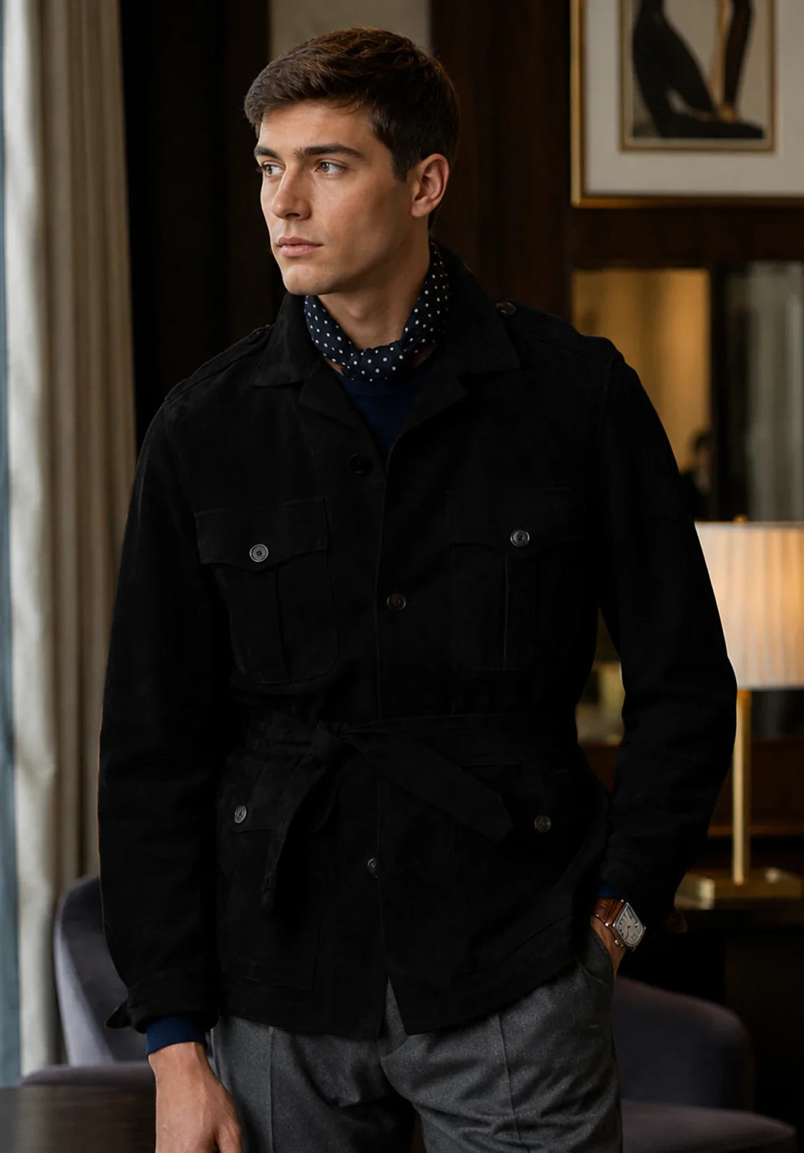 Men's black suede jacket