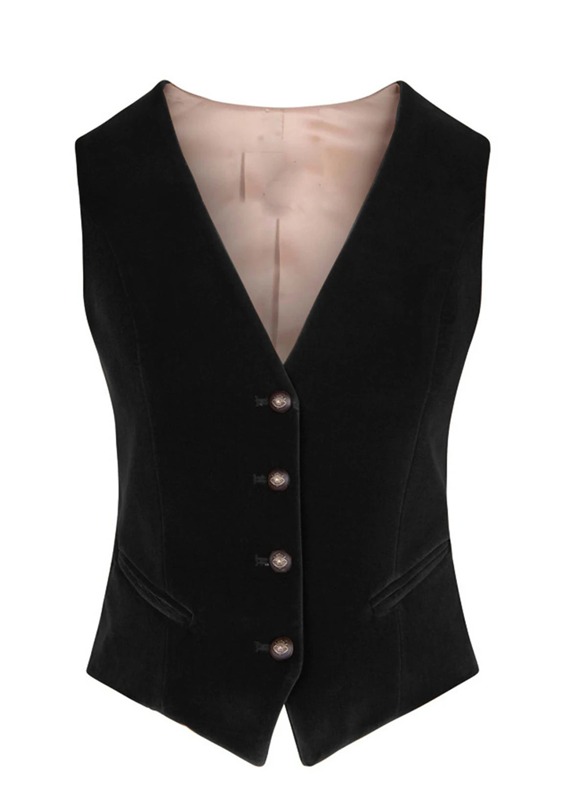 Women's Suit Vest Black Velvet Front Product View