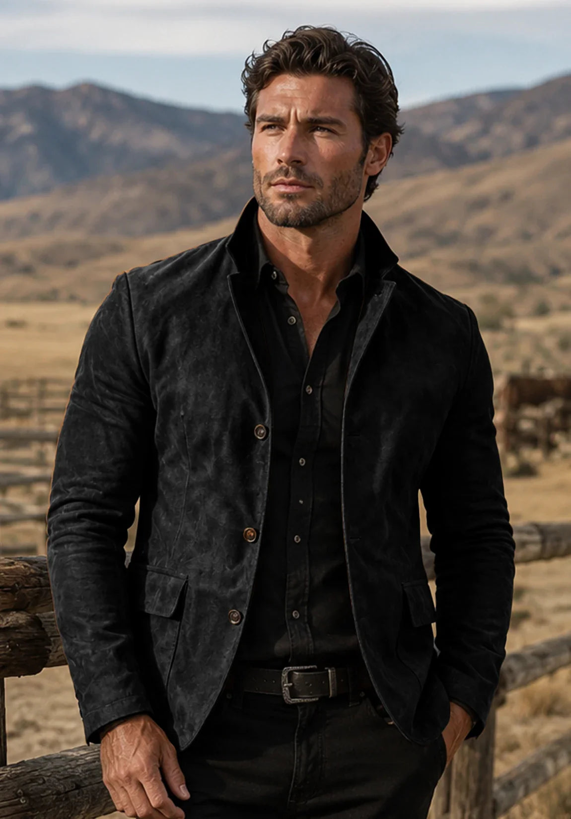 Men's black suede jacket
