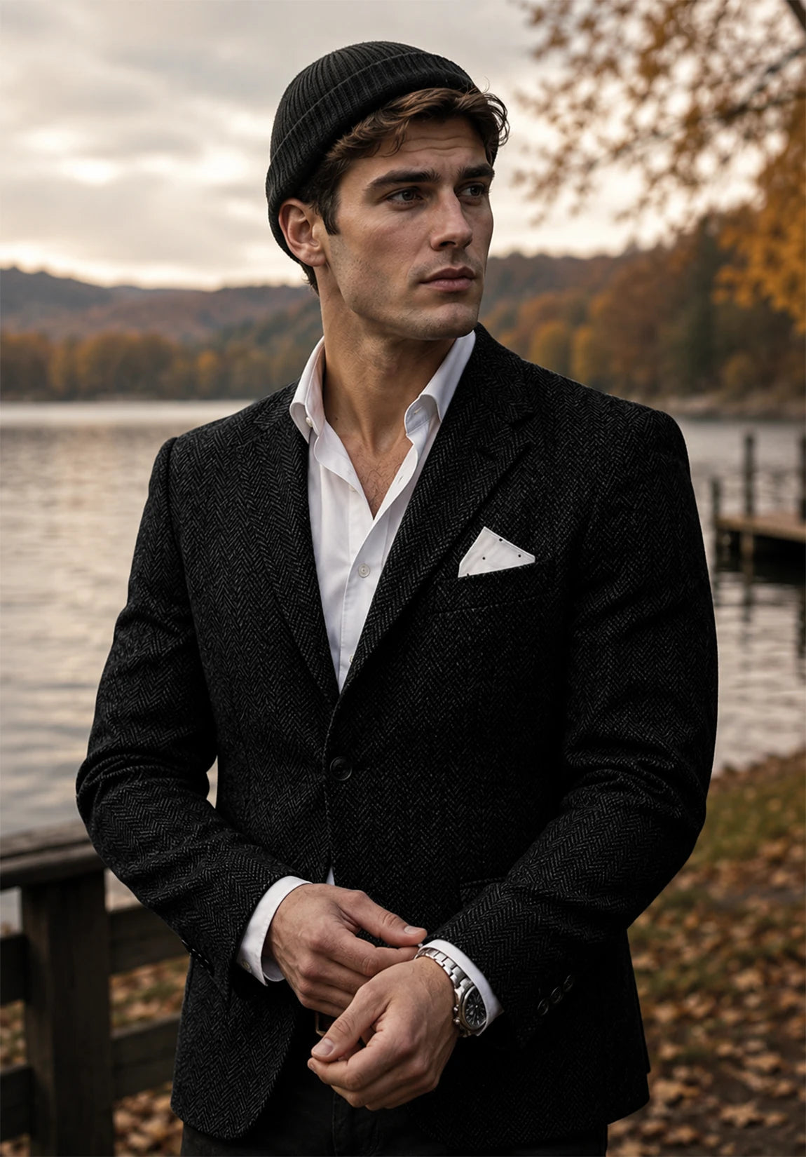 Men's black herringbone jacket
