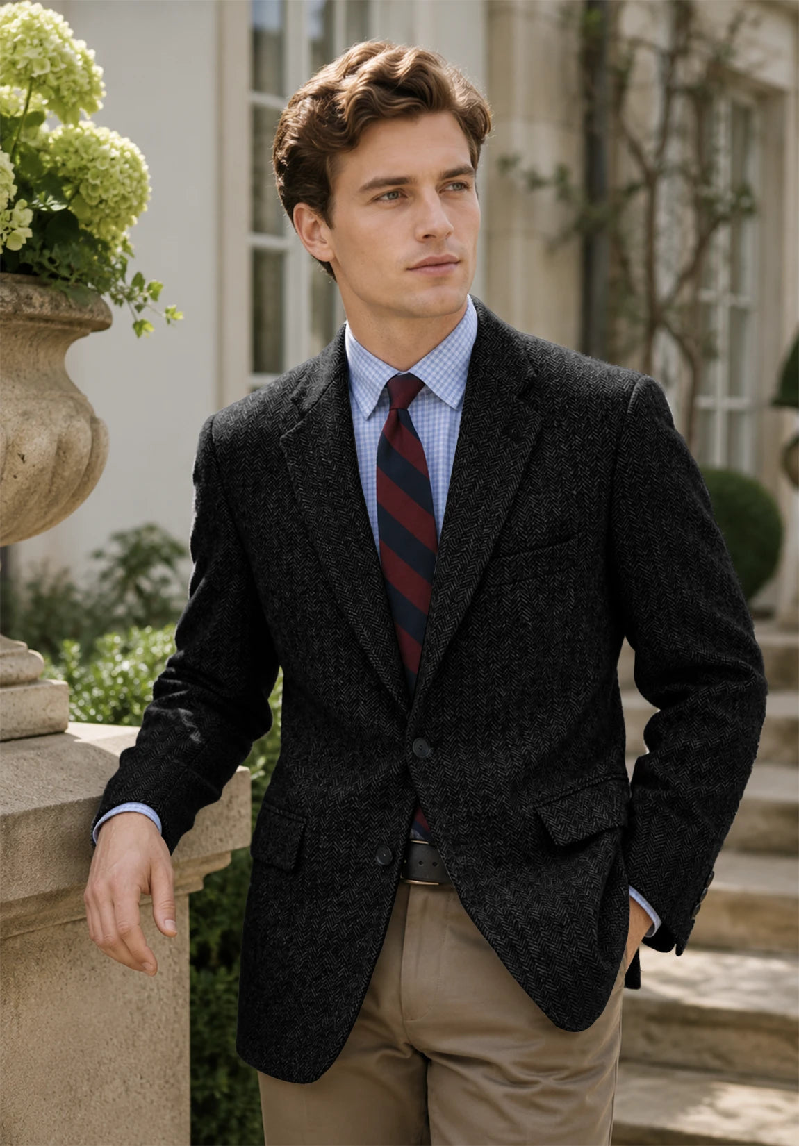 Men's black herringbone jacket
