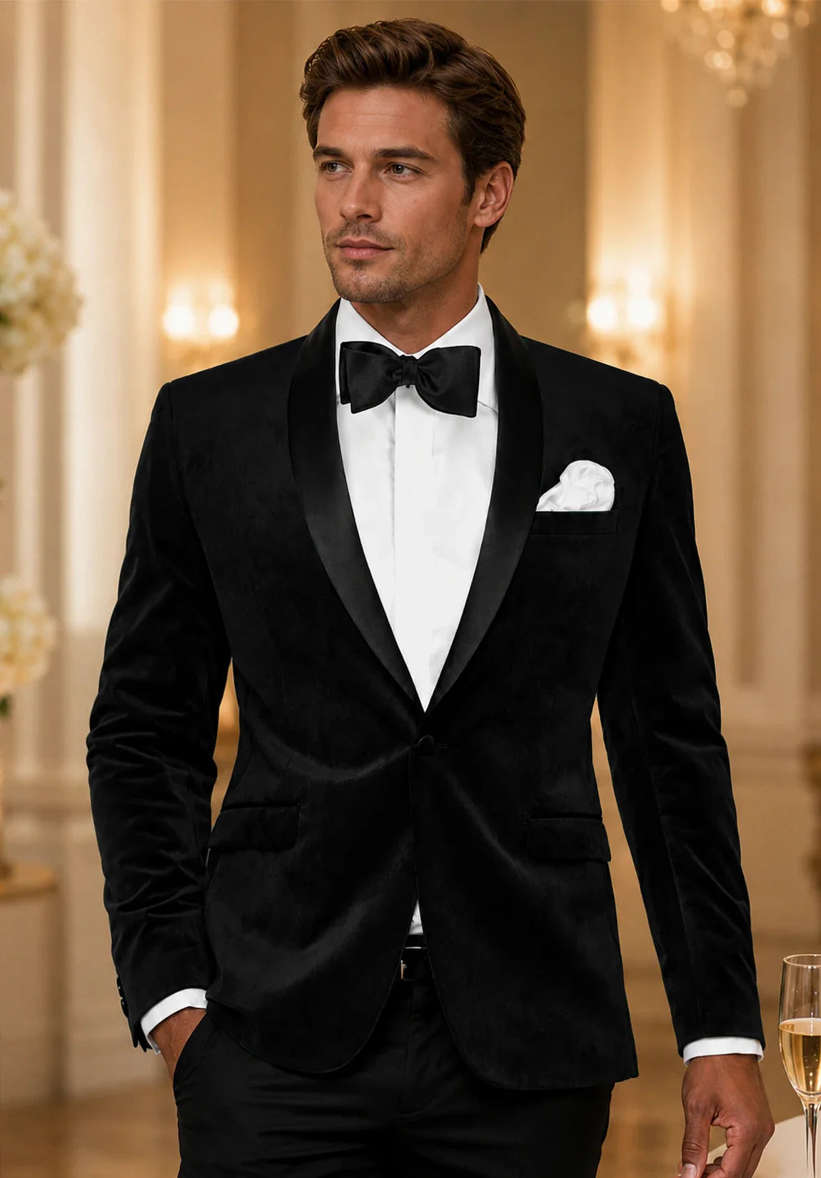 Men's black velvet jacket