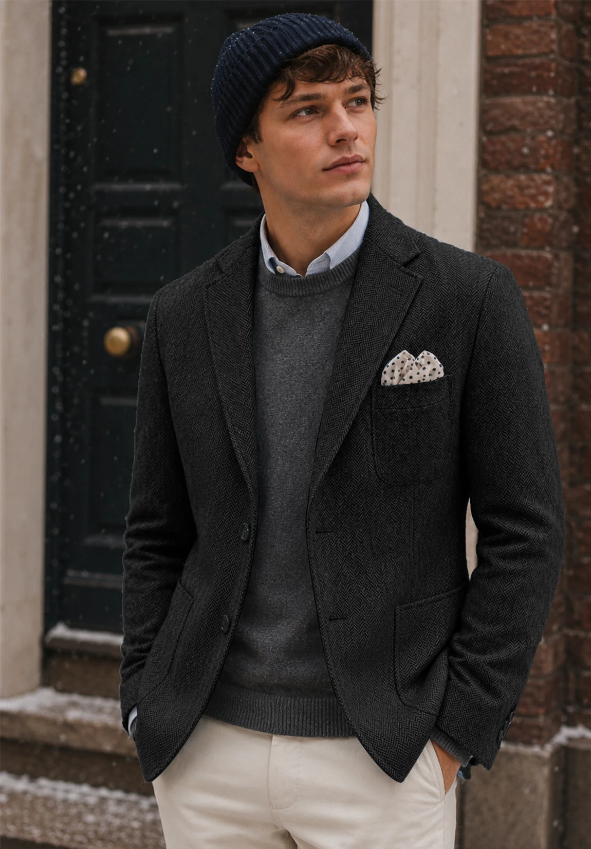 Men's black herringbone jacket