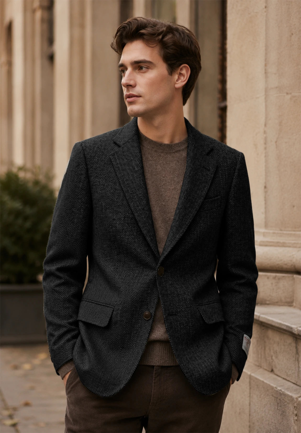 Men's black herringbone jacket
