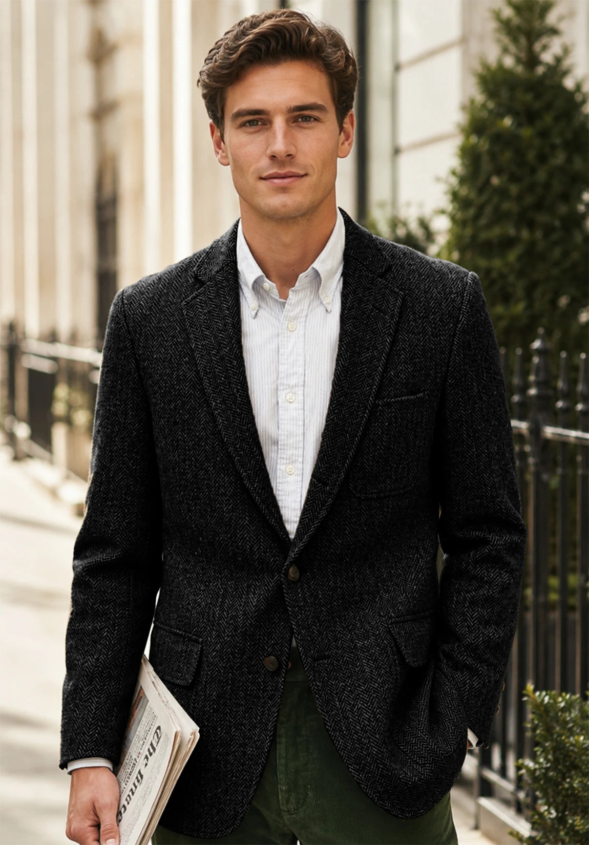Men's black herringbone jacket