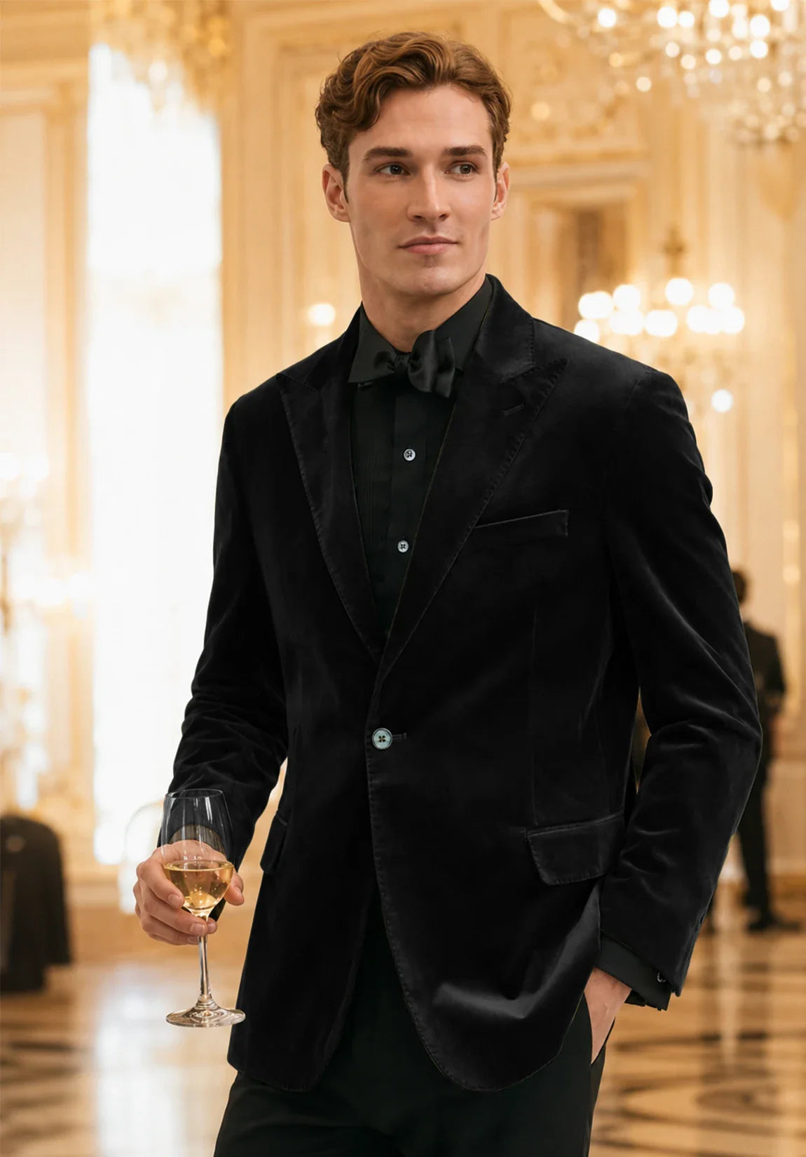 Men's black velvet jacket