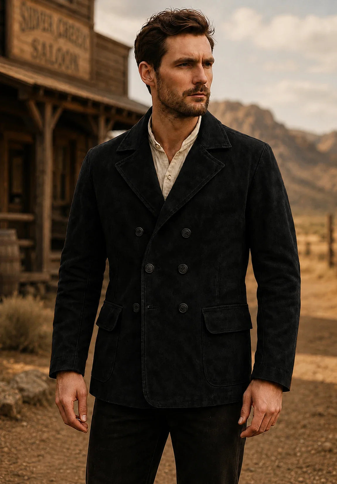 Men's black suede jacket