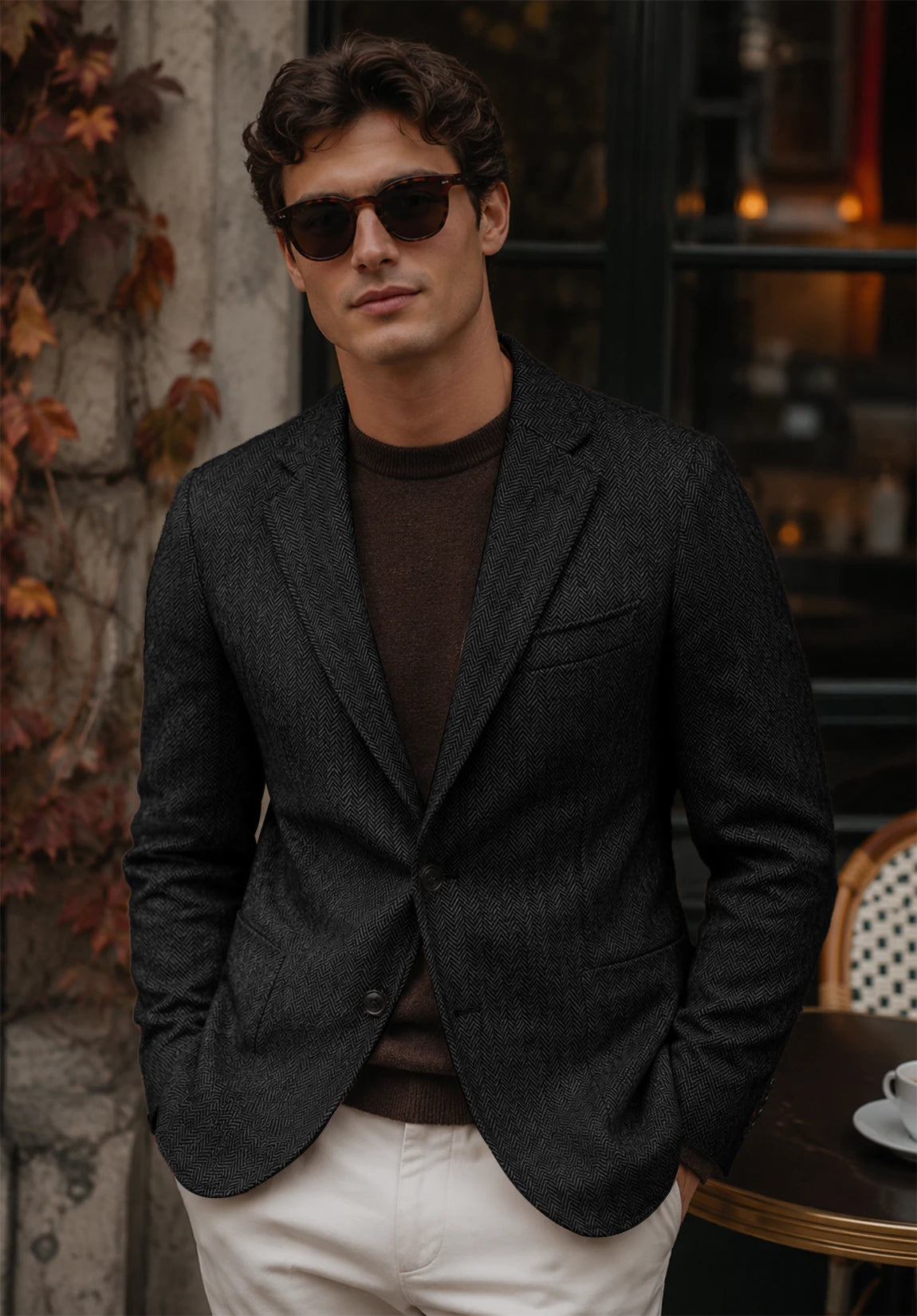 Men's black herringbone jacket