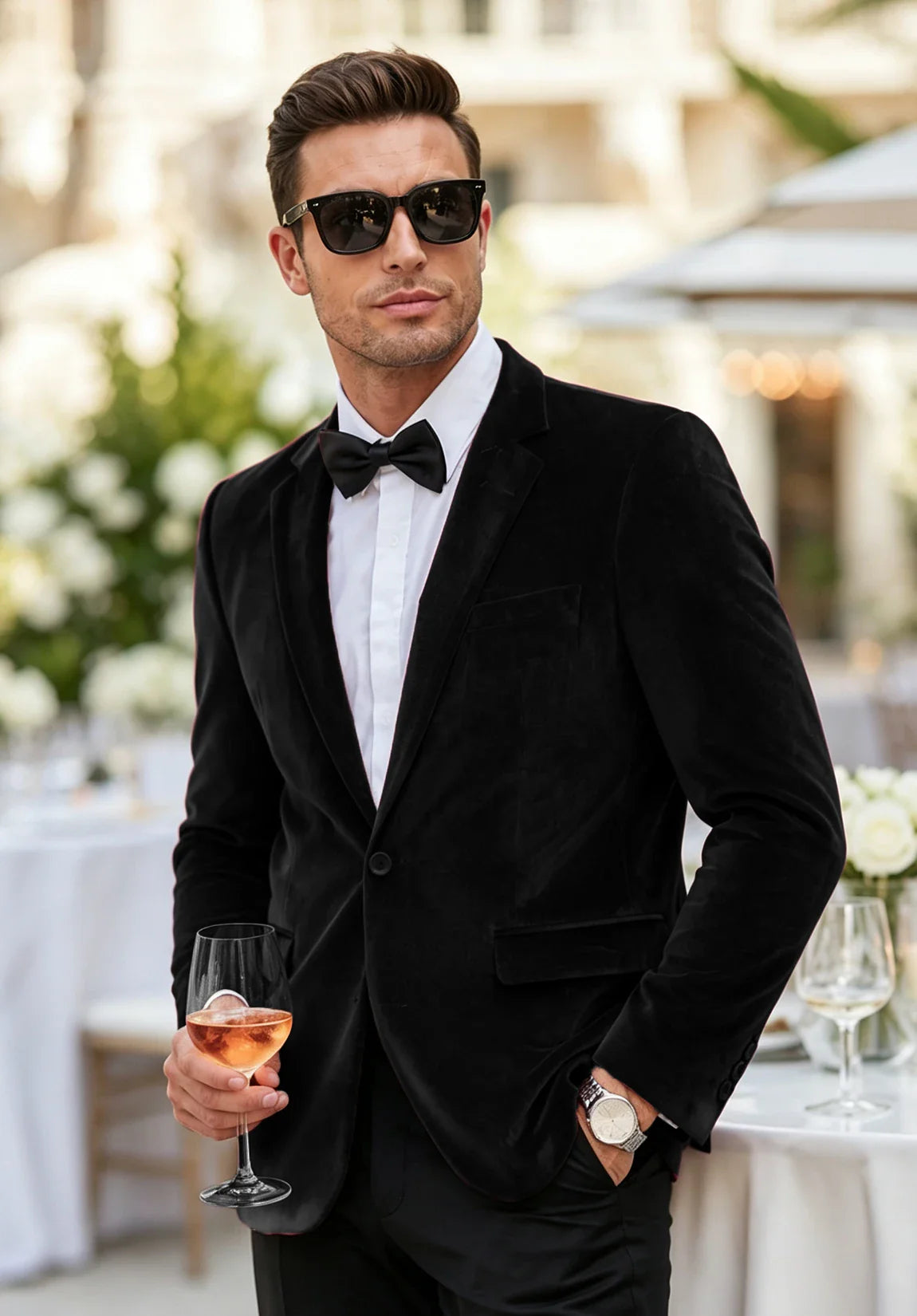 Men's black velvet jacket