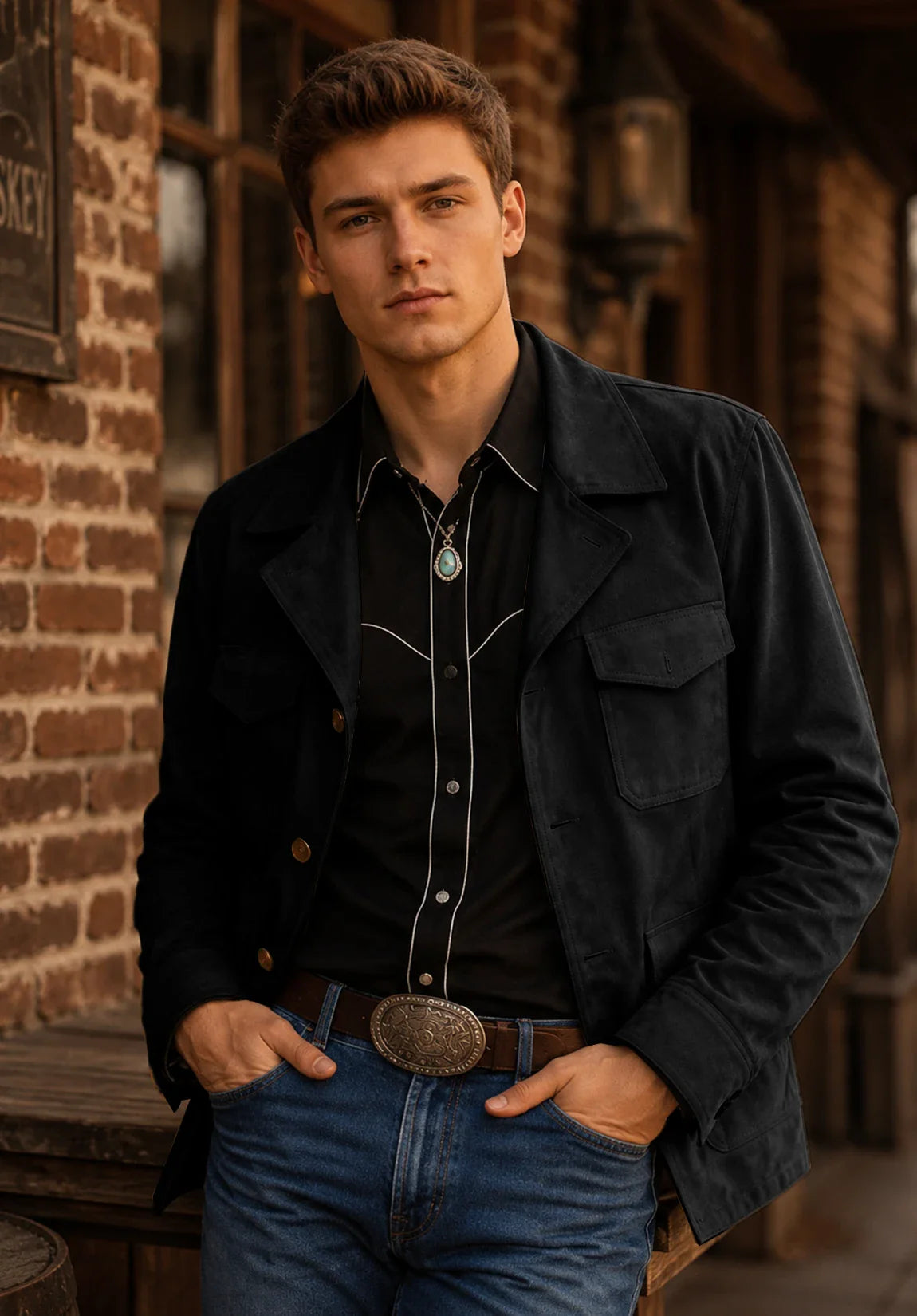 Men's black suede jacket