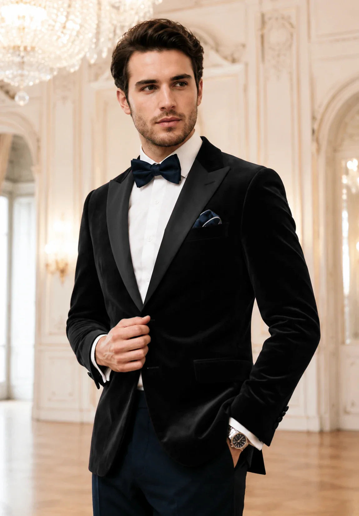 Men's black velvet jacket