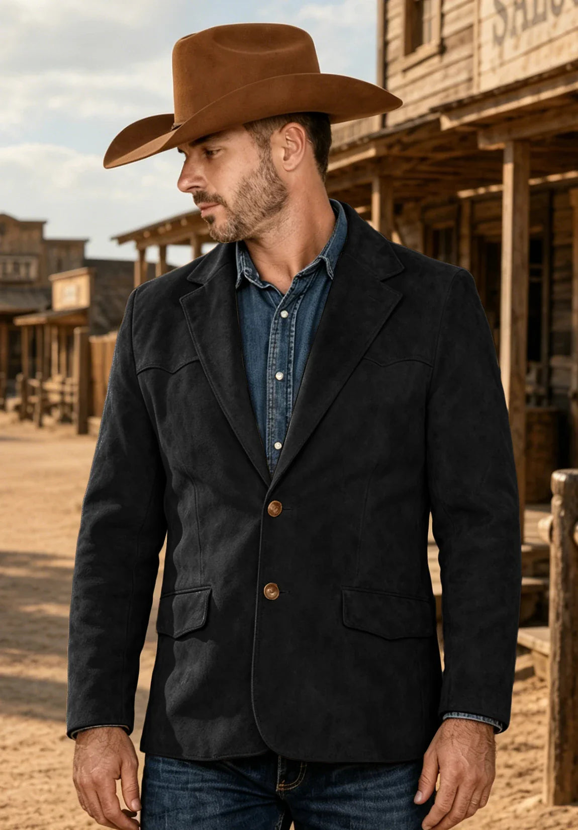 Men's black suede jacket