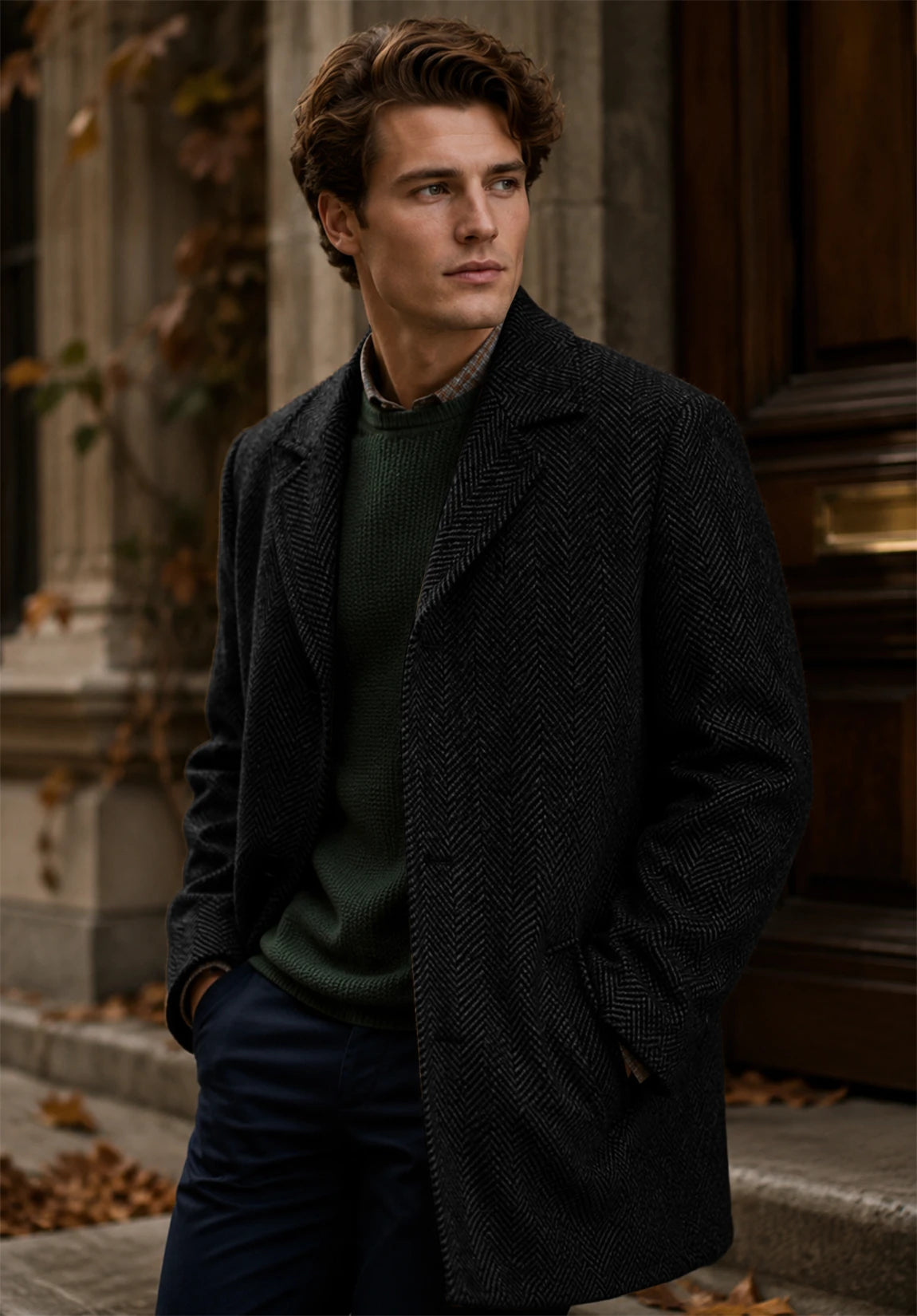 Men's black herringbone jacket