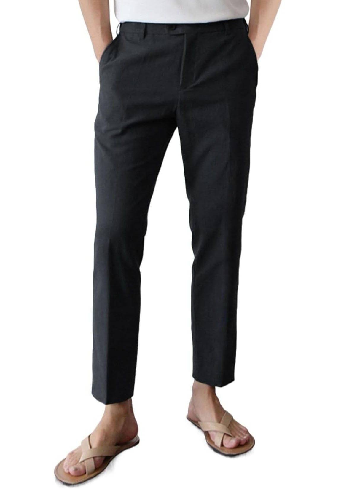 Men Linen Pants Black