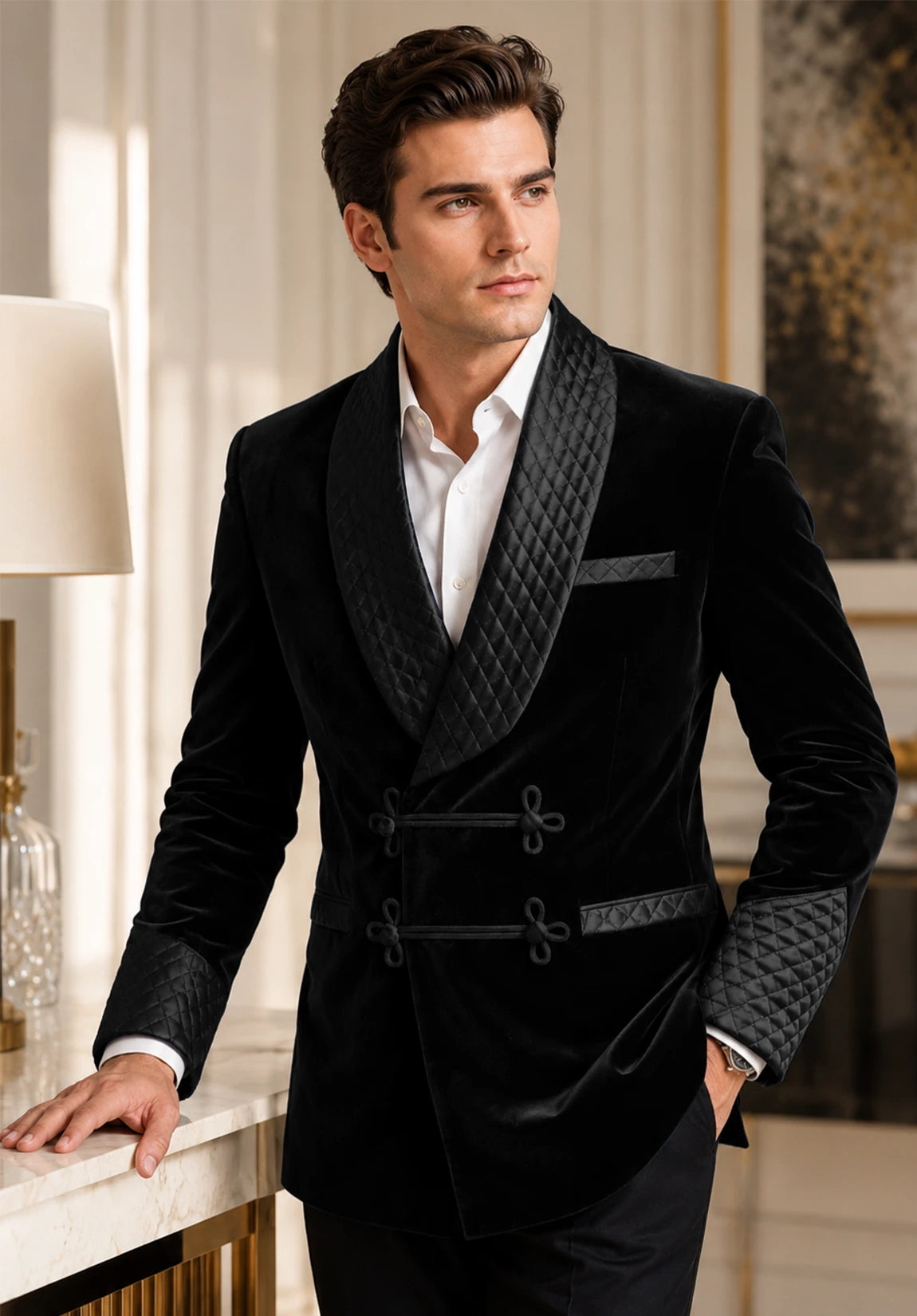 Men's black velvet jacket