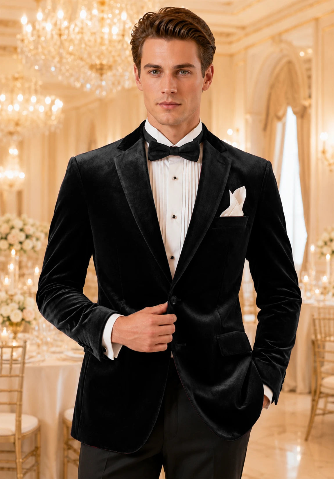 Men's black velvet jacket