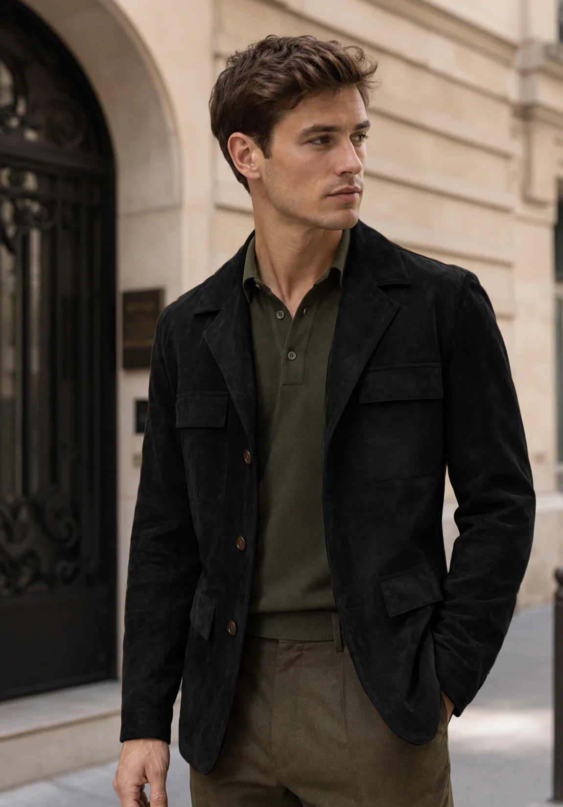 Men's black suede jacket