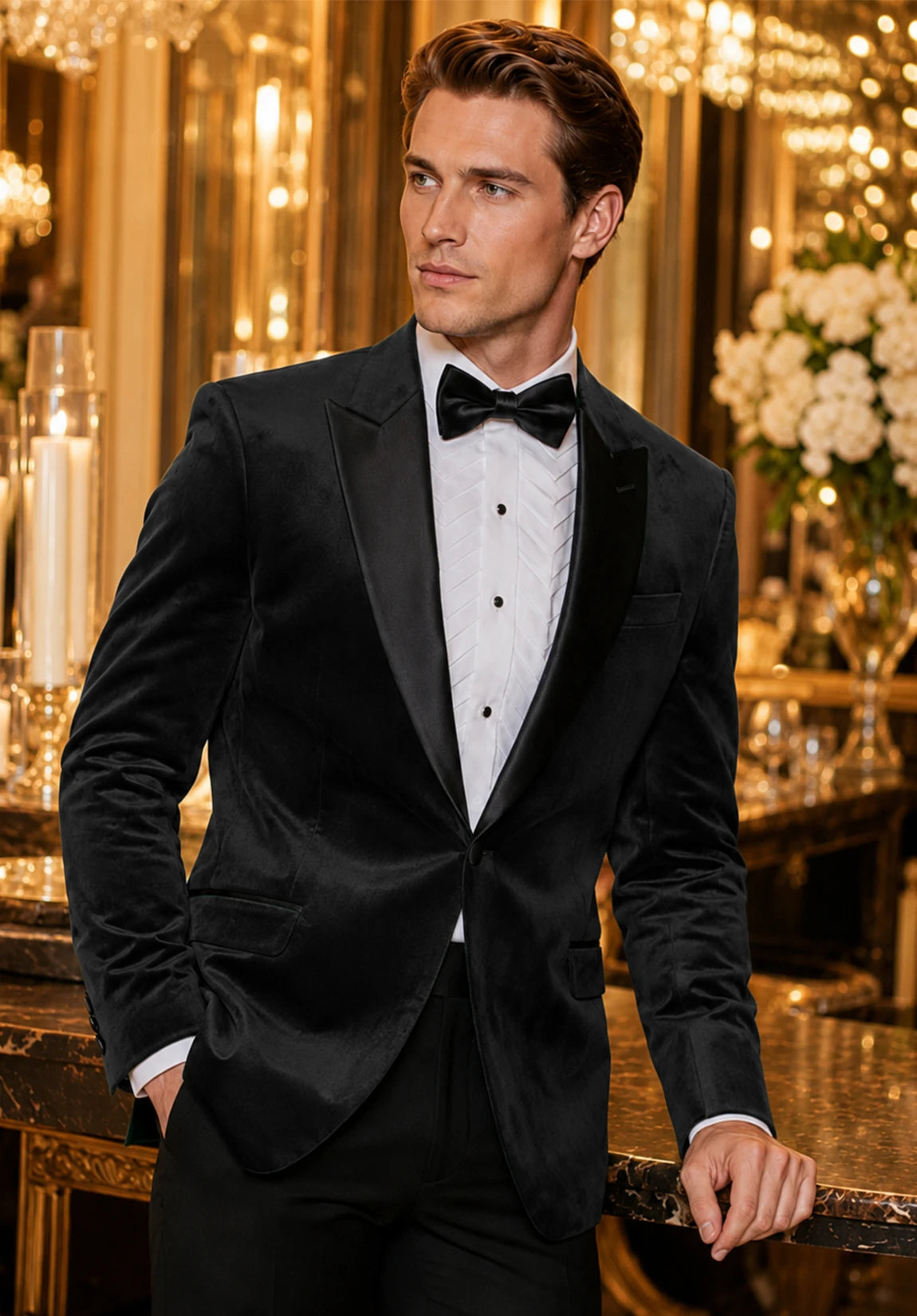 Men's black velvet jacket