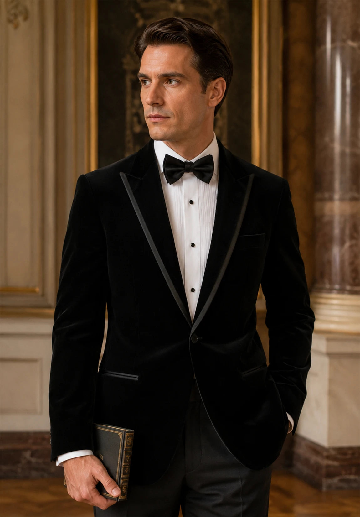 Men's black velvet jacket