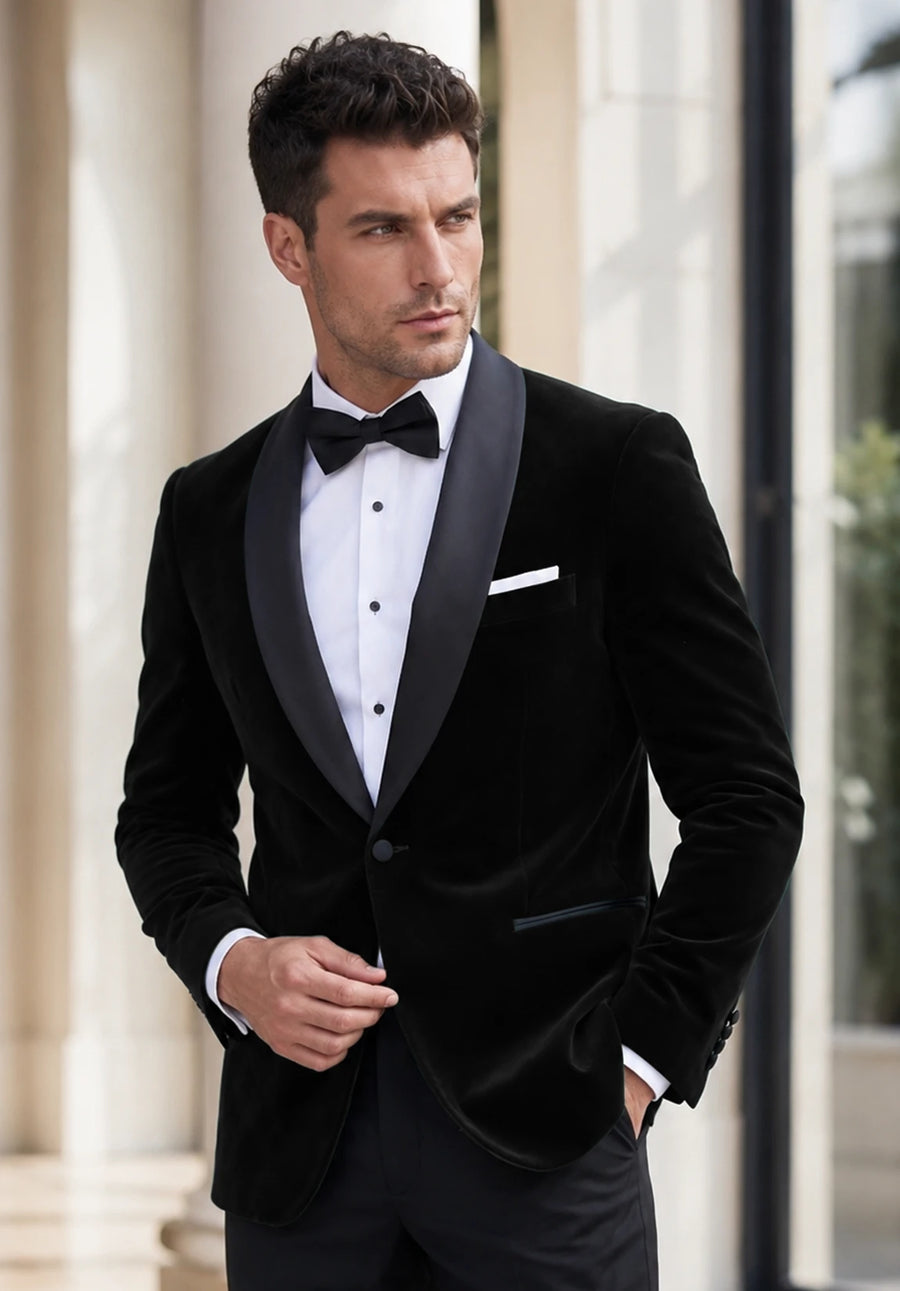 Men's black velvet jacket