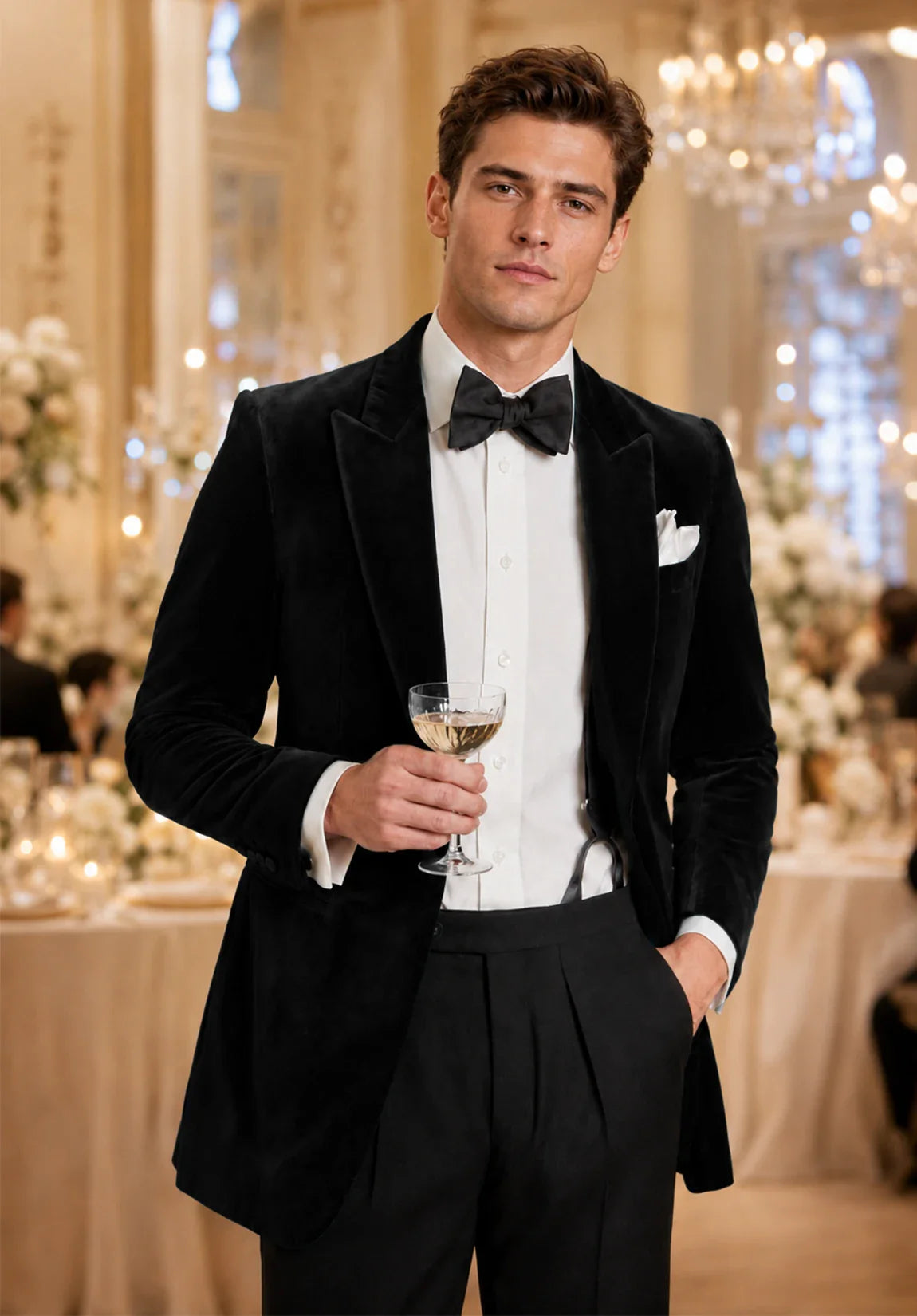 Men's black velvet jacket