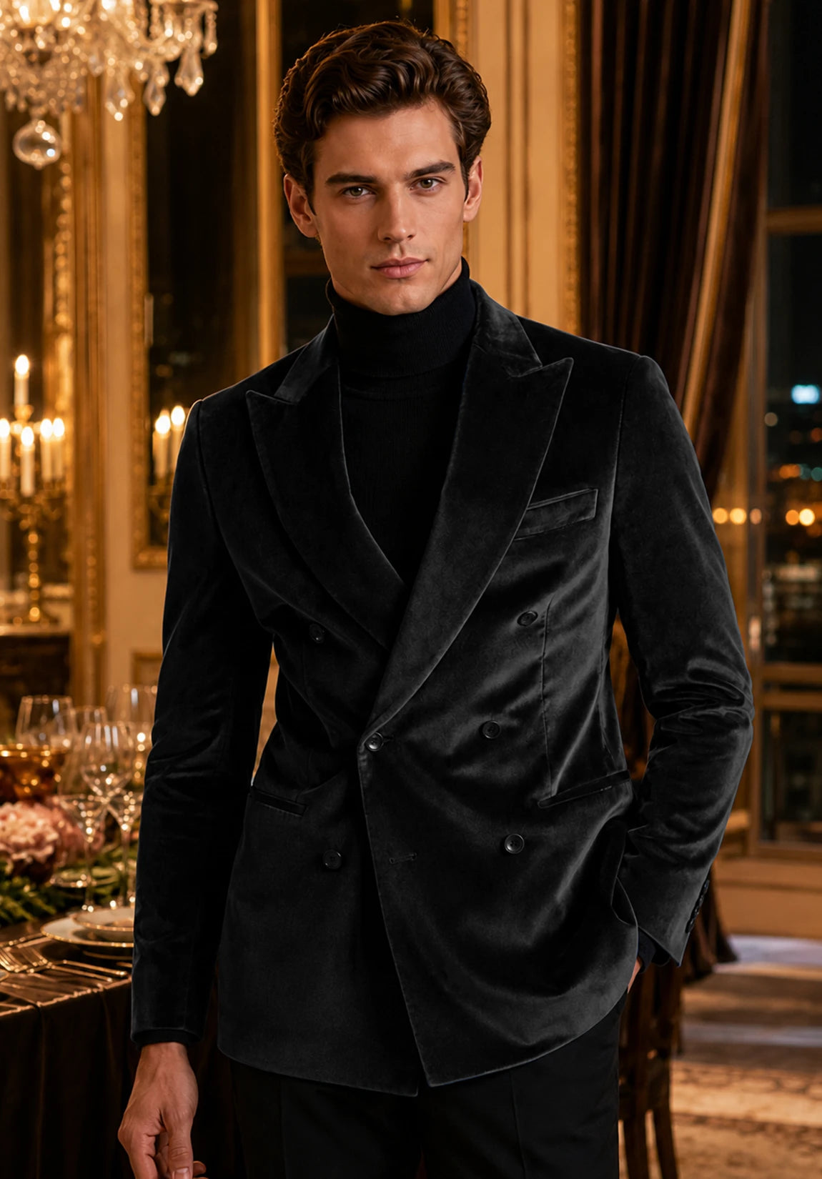 Men's black velvet jacket