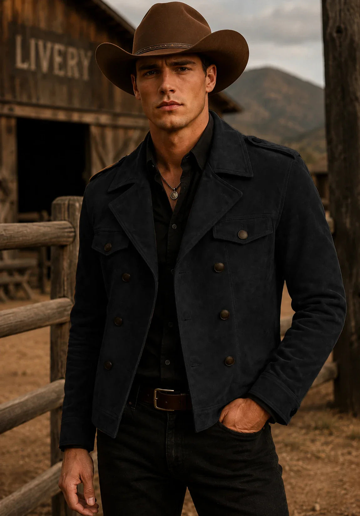 Men's black suede jacket