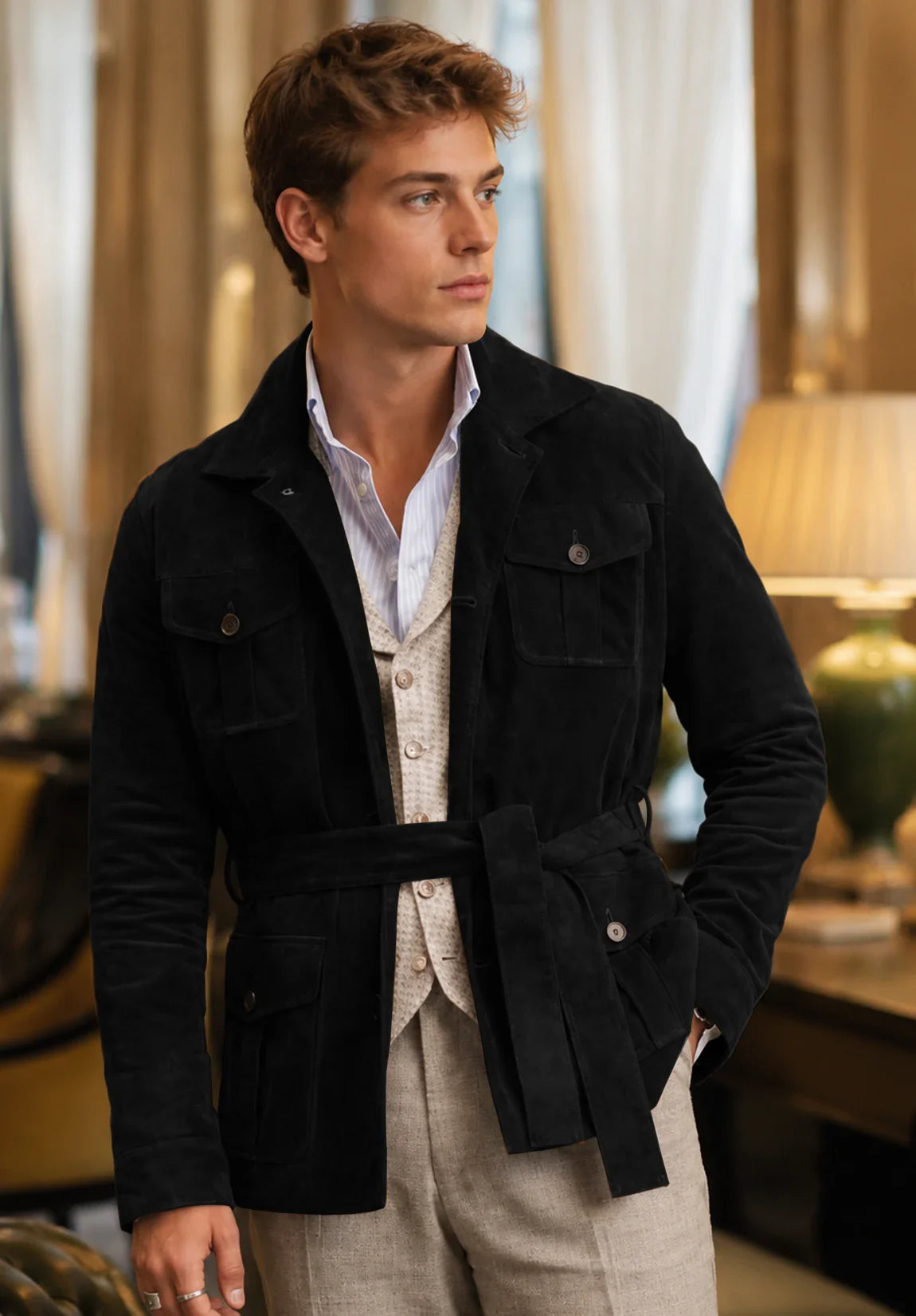 Men's black suede jacket
