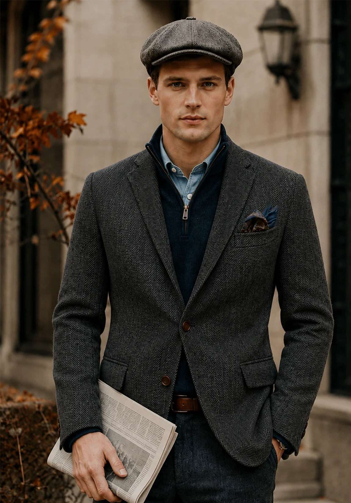 Men's black herringbone jacket