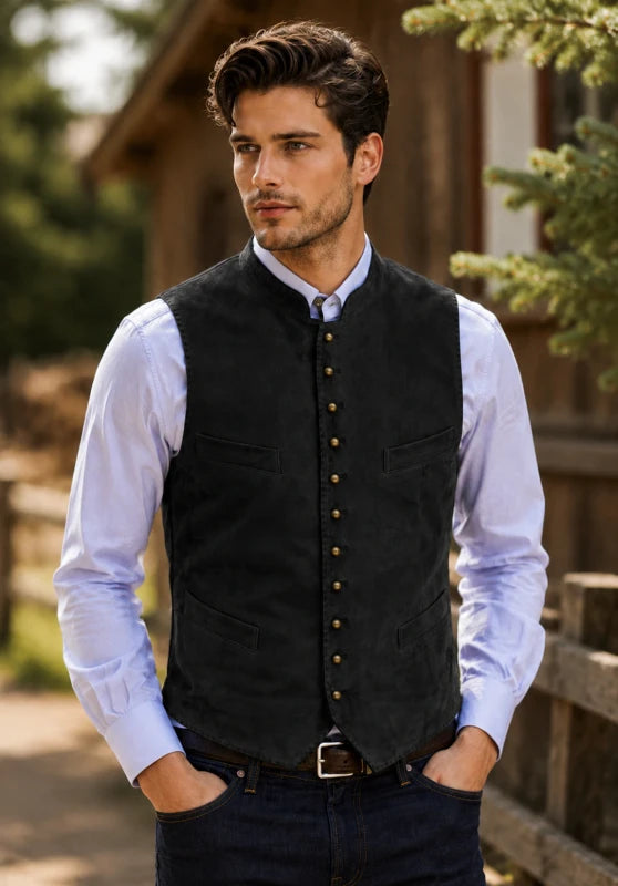 Men's black suede vest 