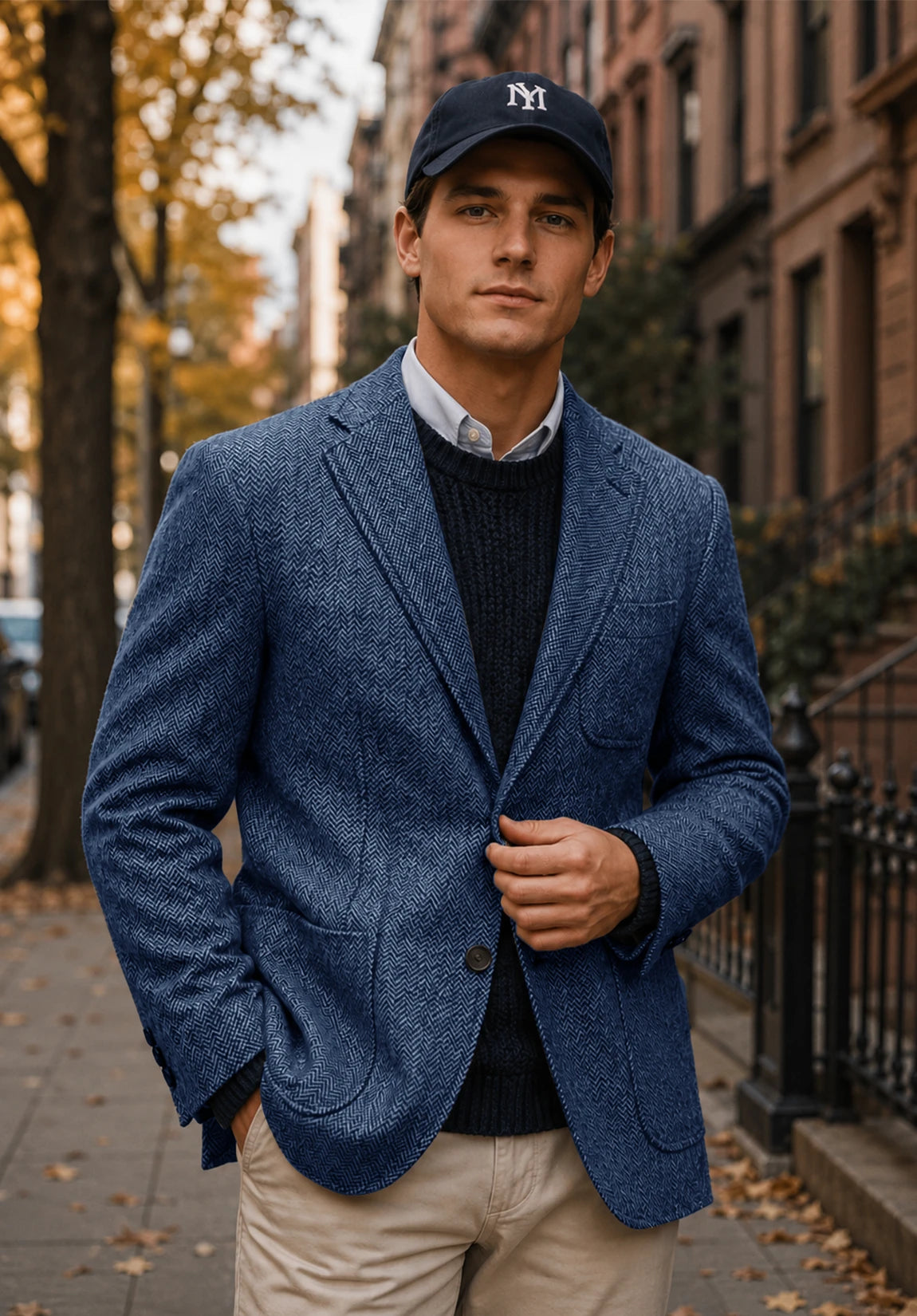 Men's blue herringbone jacket