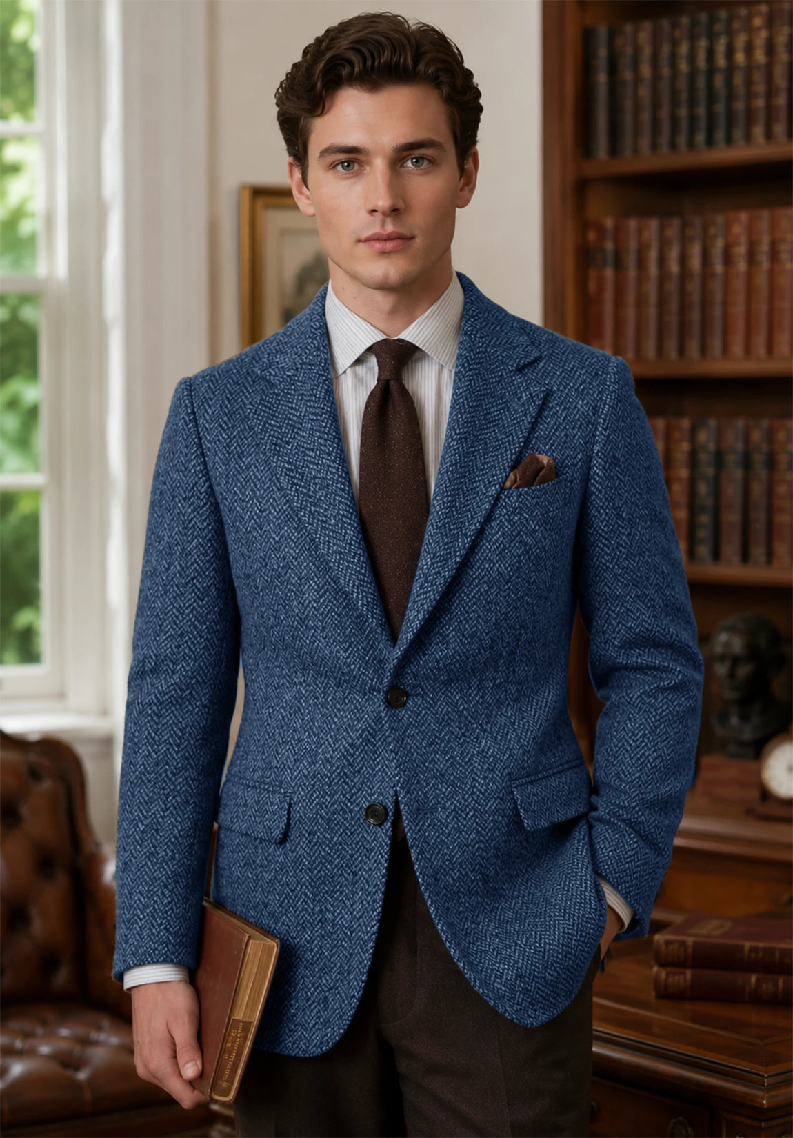 Men's blue herringbone jacket