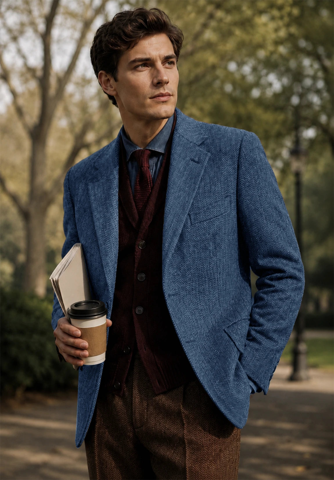 Men's blue herringbone jacket
