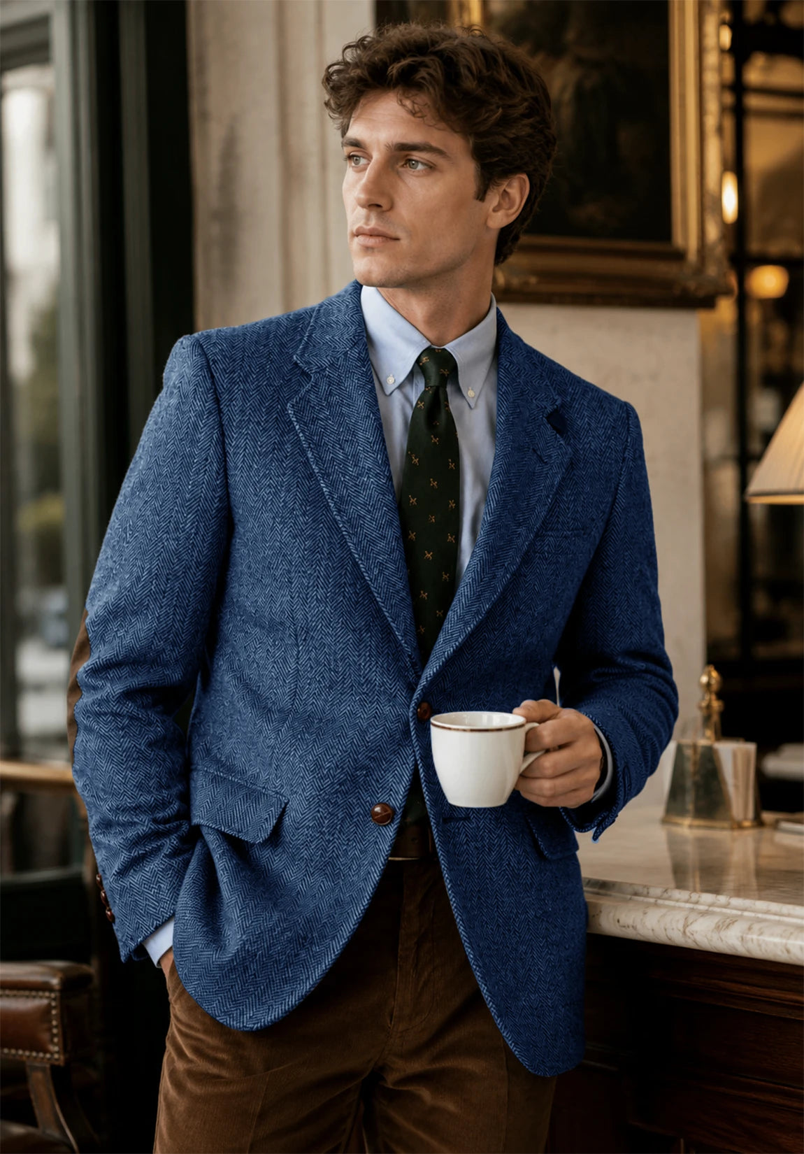 Men's blue herringbone jacket