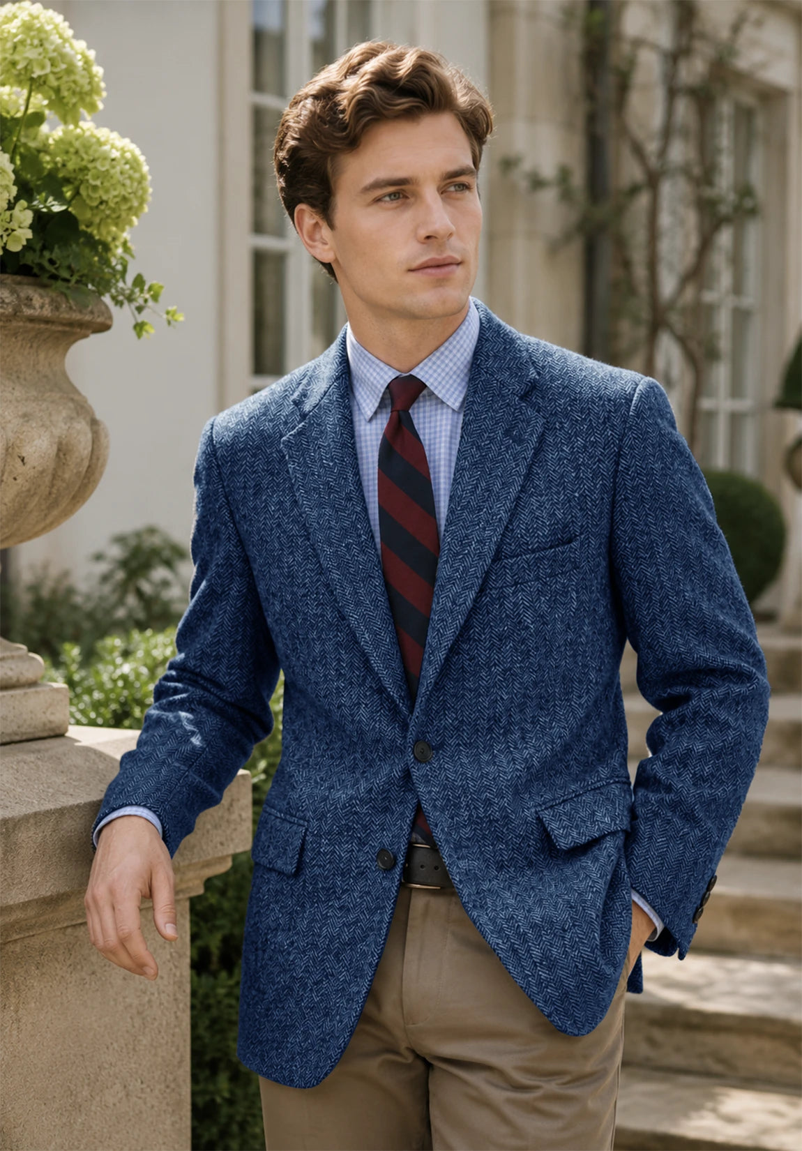 Men's blue herringbone jacket