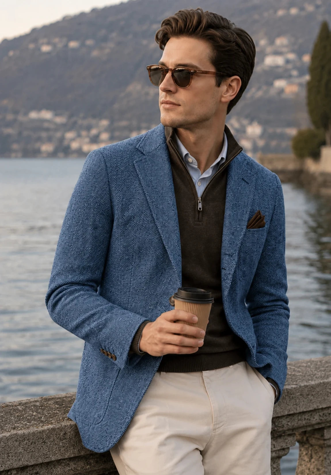 Men's blue herringbone jacket