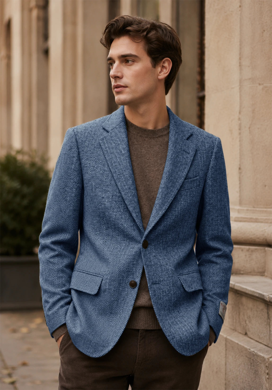 Men's blue herringbone jacket