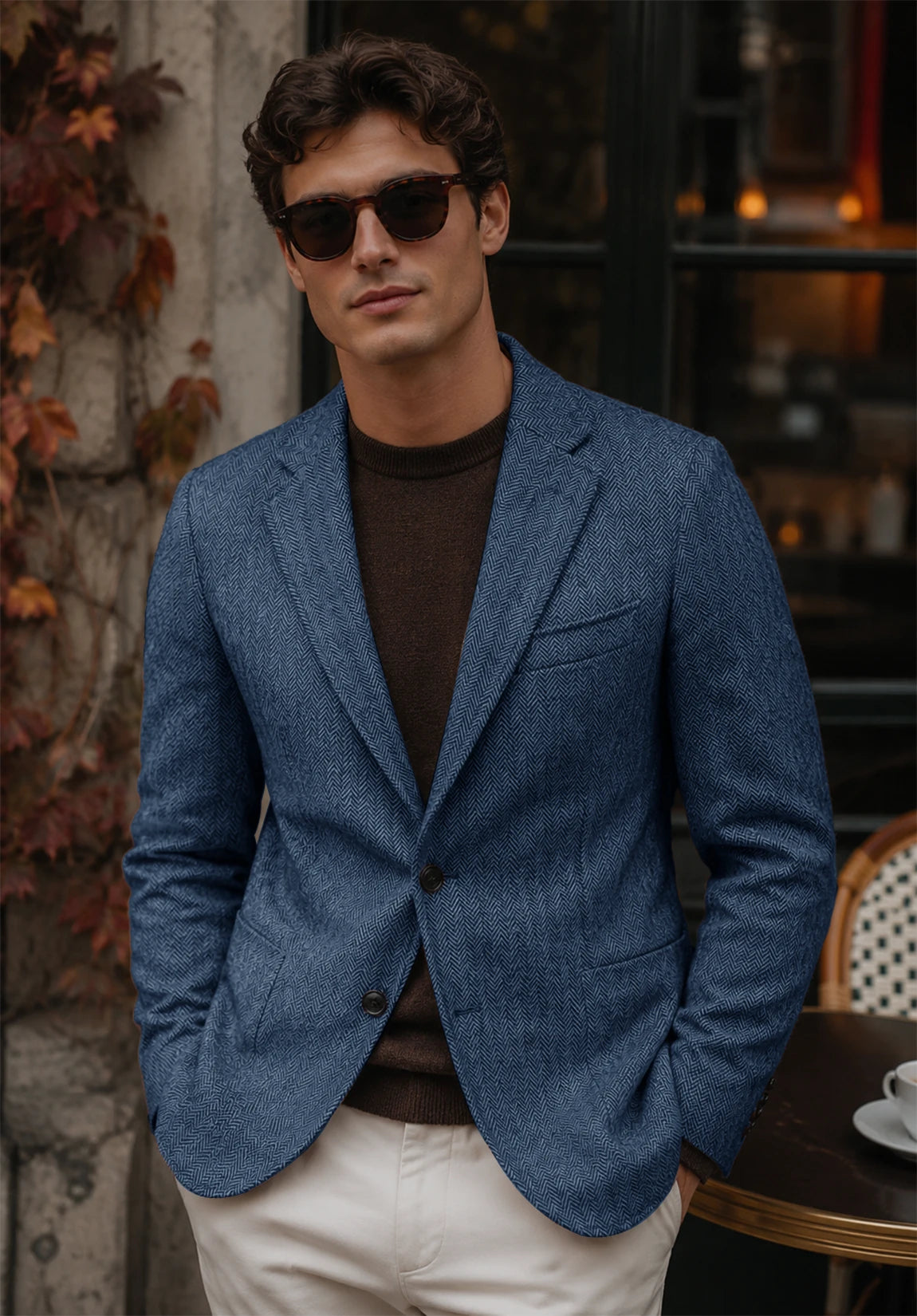 Men's blue herringbone jacket