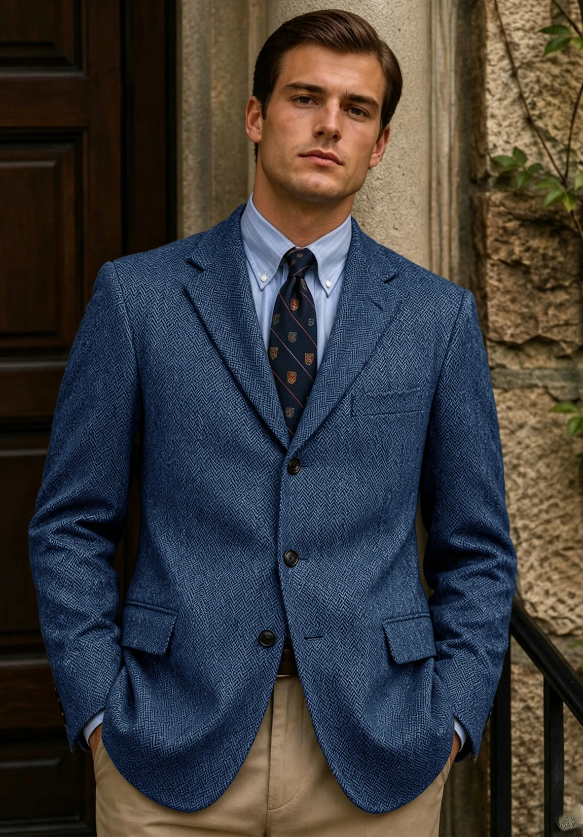 Men's blue herringbone jacket