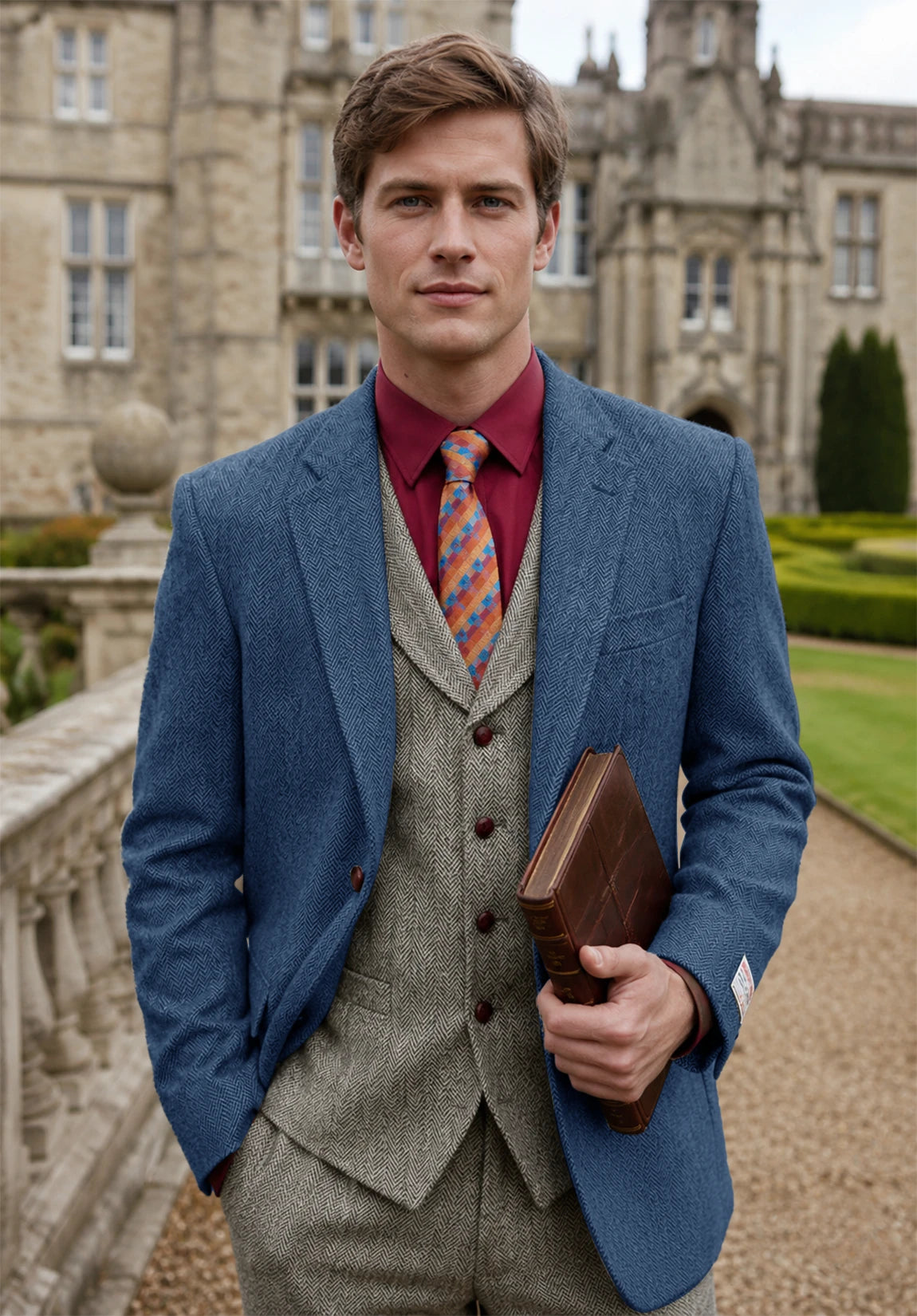 Men's blue herringbone jacket