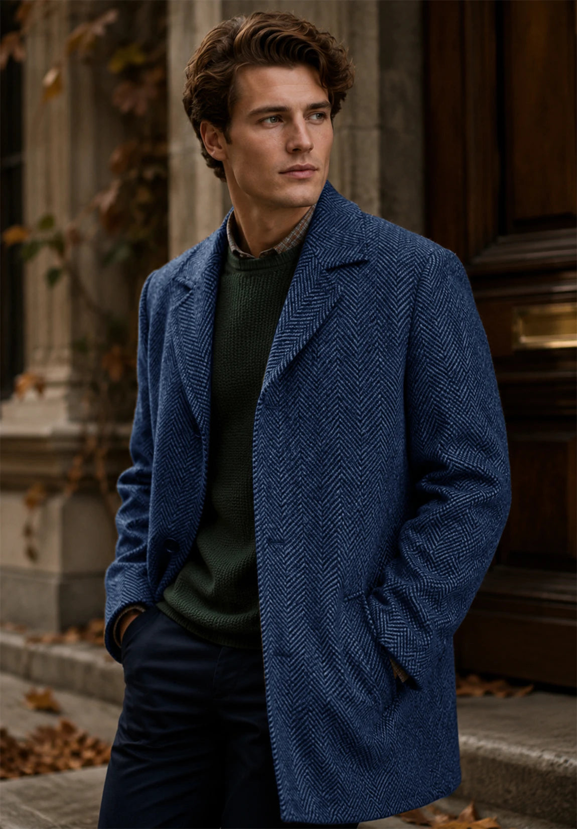 Men's blue herringbone jacket