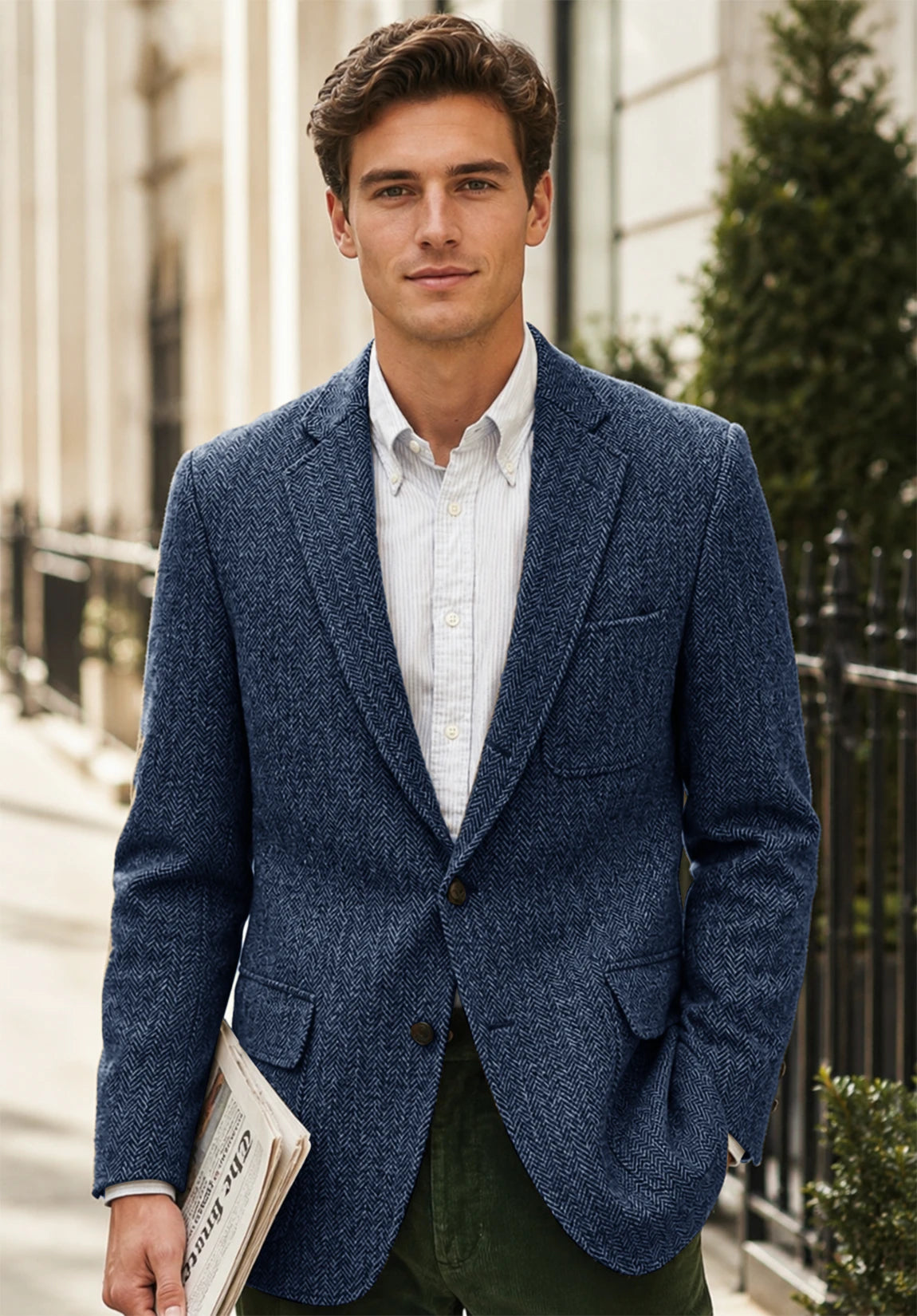 Men's blue herringbone jacket