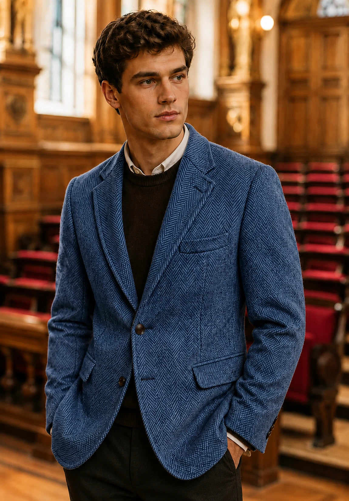 Men's blue herringbone jacket