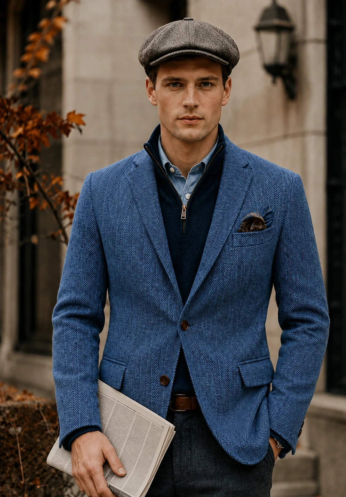 Men's blue herringbone jacket